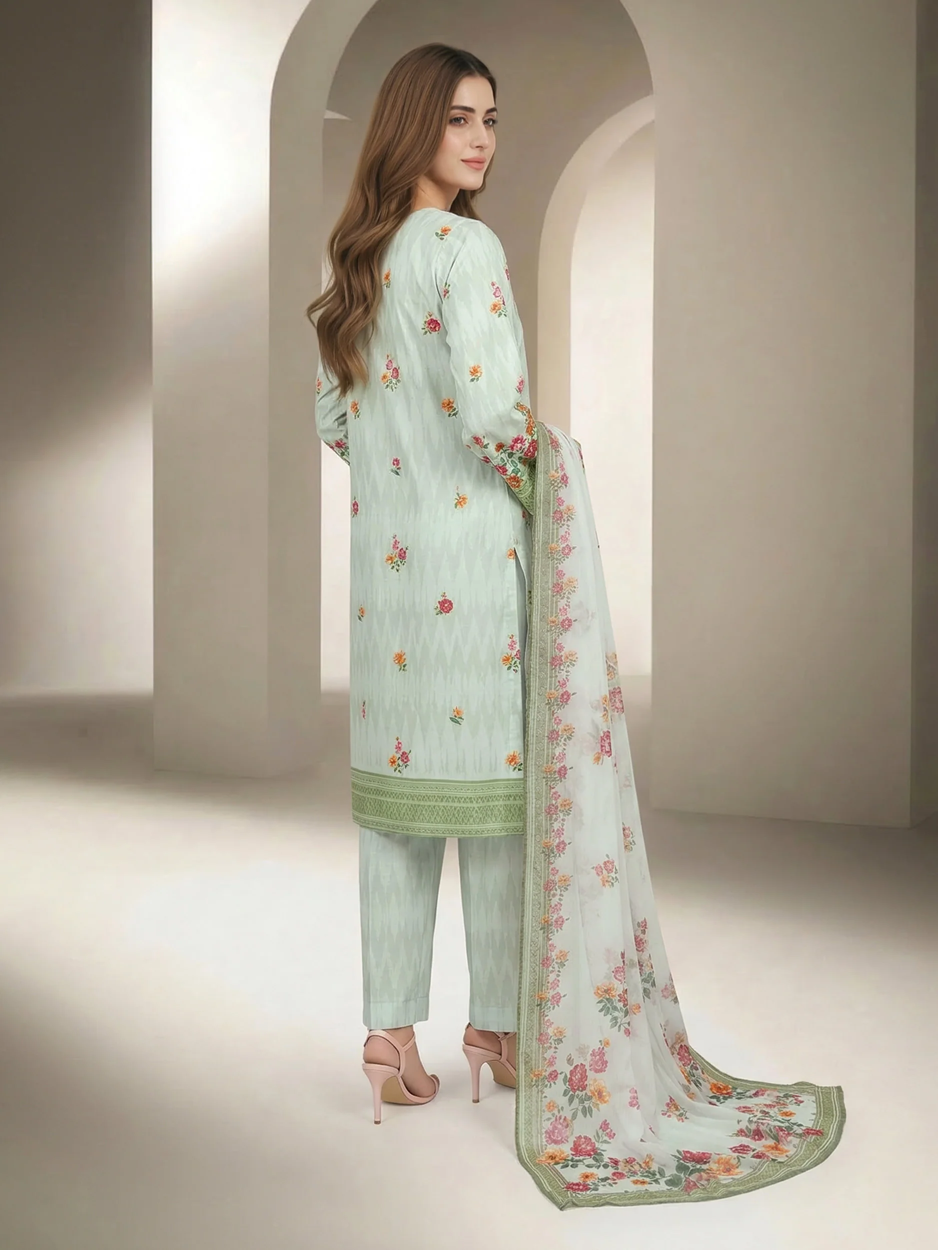 3 Piece Lawn Slub Suit- Printed (Unstitched) - Image 3