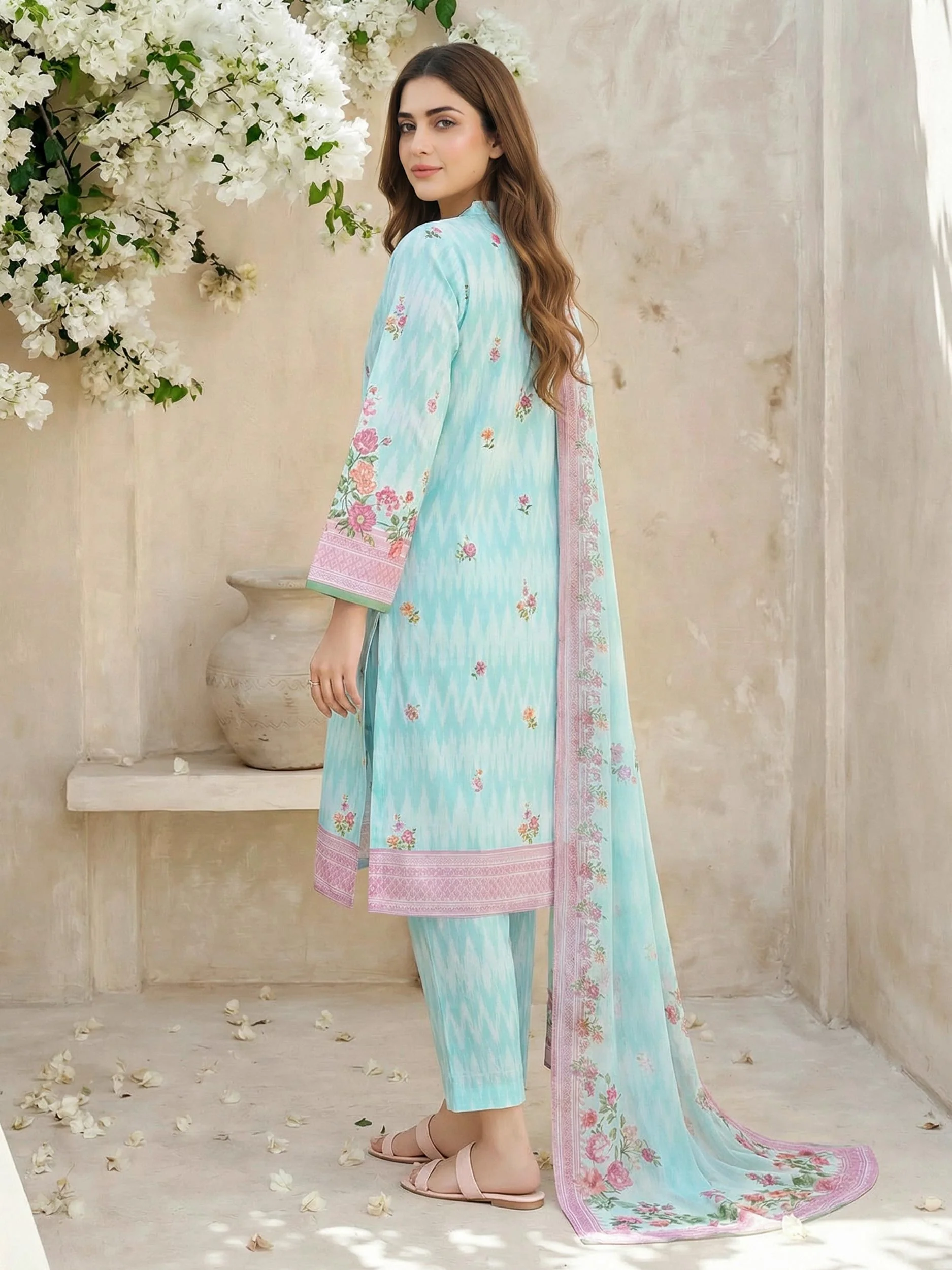 3 Piece Lawn Slub Suit- Printed (Unstitched) - Image 3