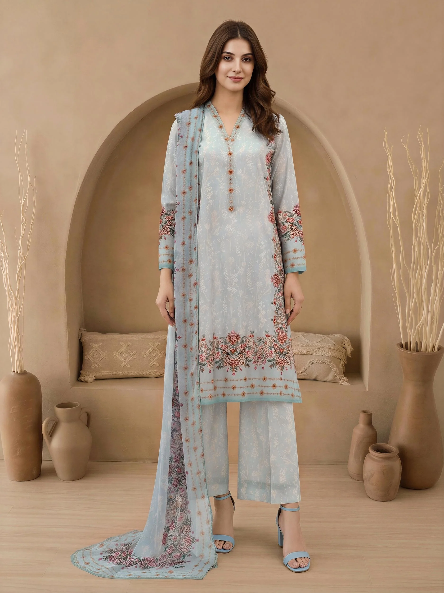 3 Piece Lawn Suit (Unstitched) - Image 2