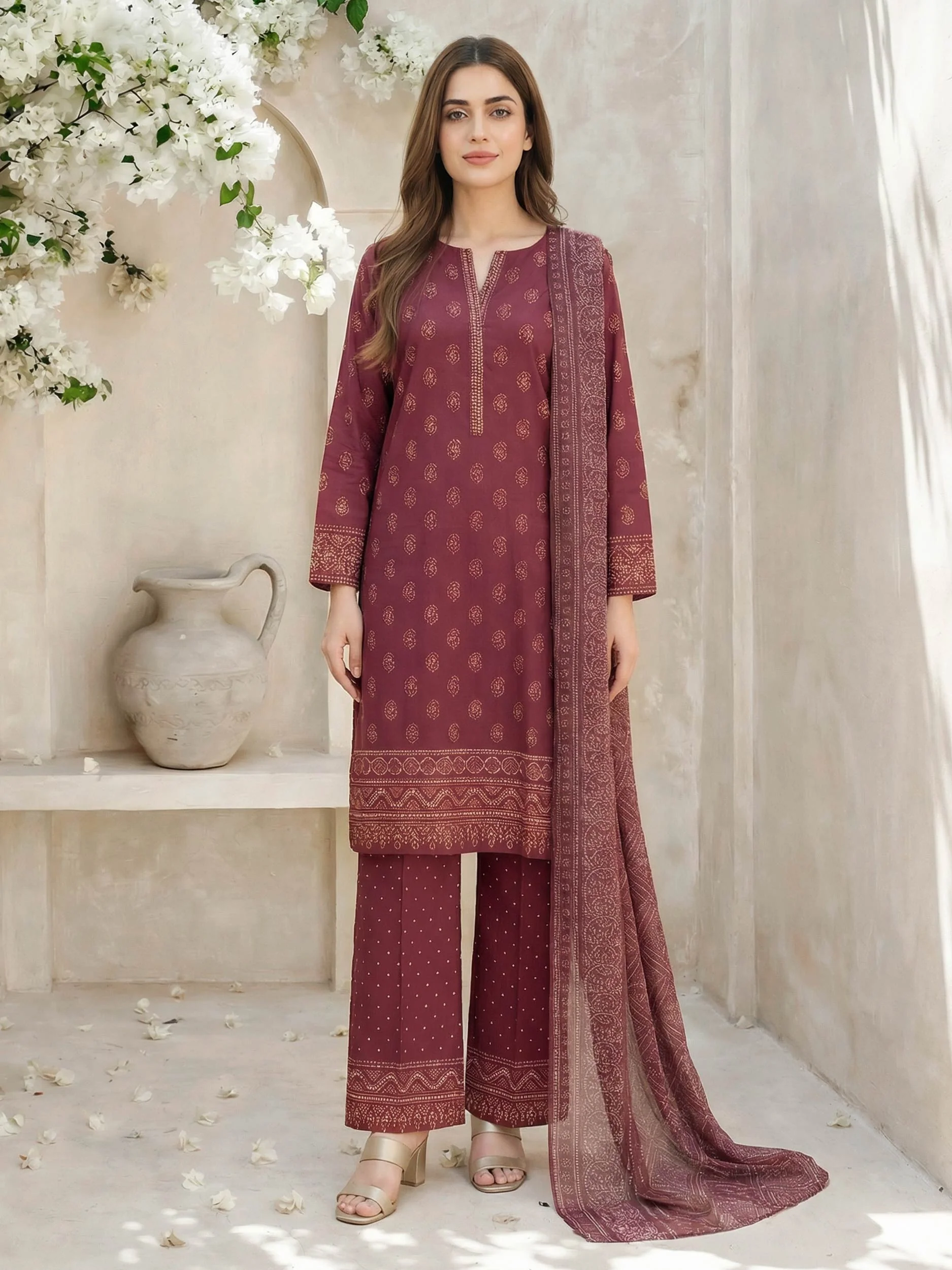 3 Piece Lawn Suit- Paste Printed (Unstitched) - Image 2