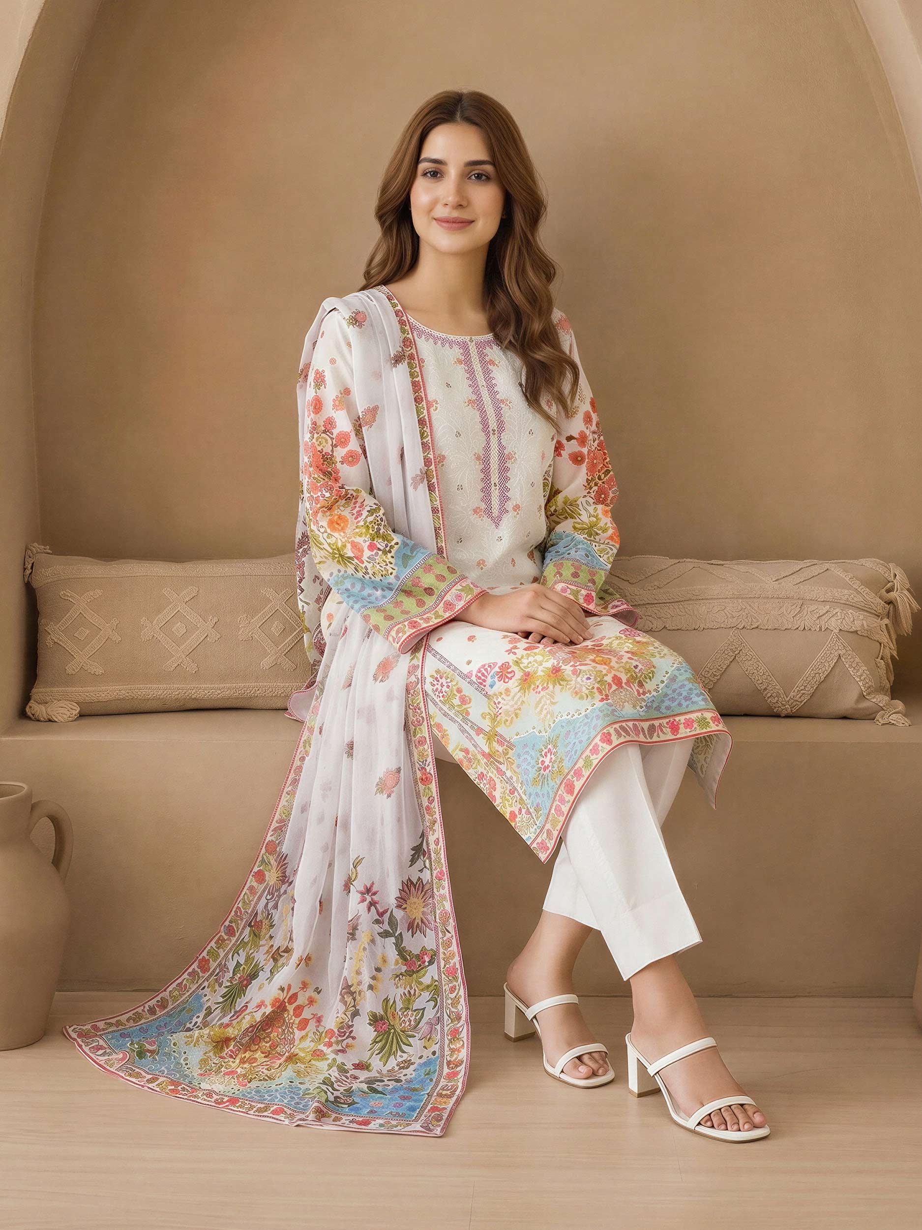 3 Piece Lawn Suit-Embroidered (Unstitched) - Image 3