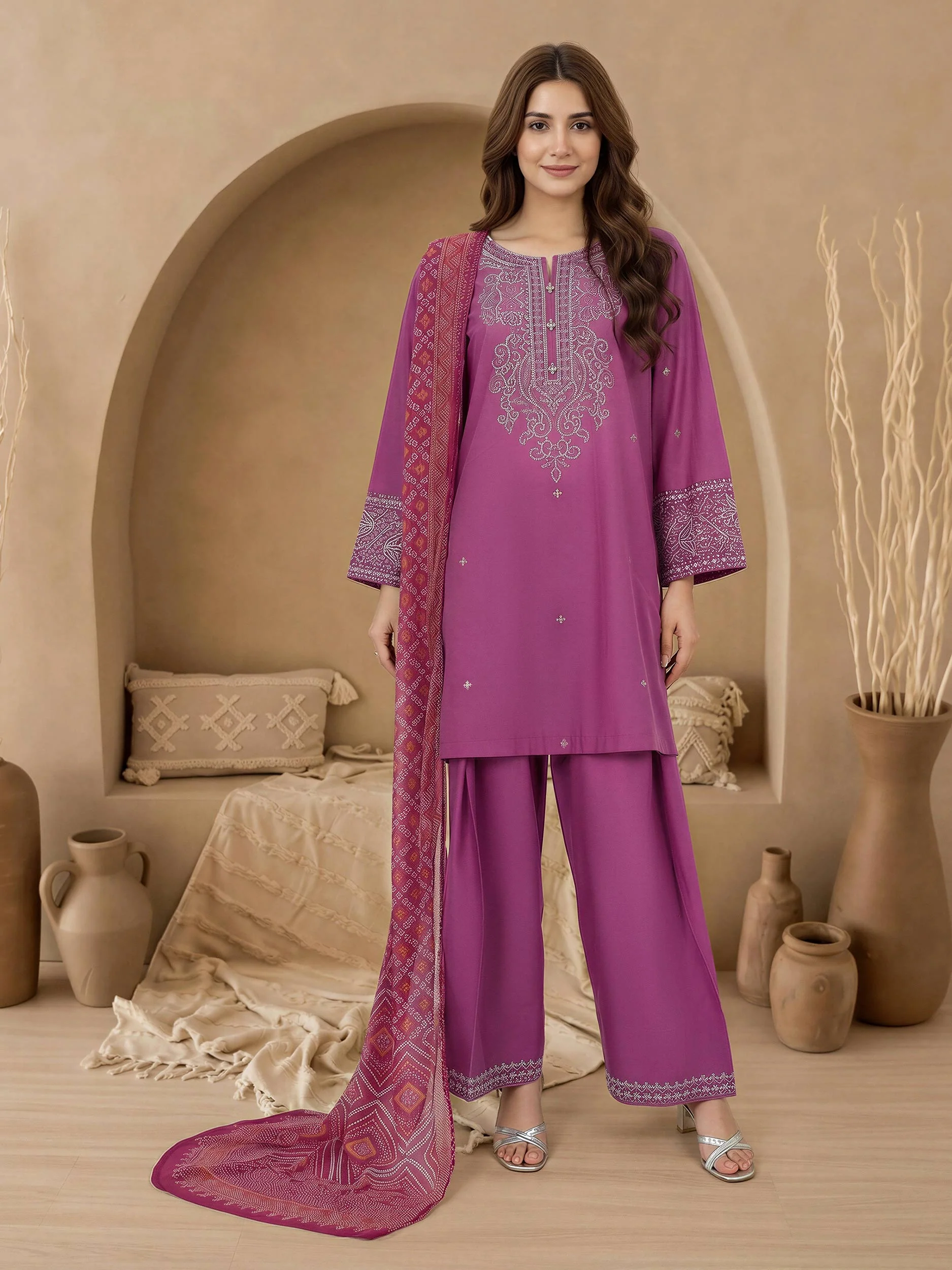 3 Piece Lawn Suit-Embroidered (Unstitched) - Image 2