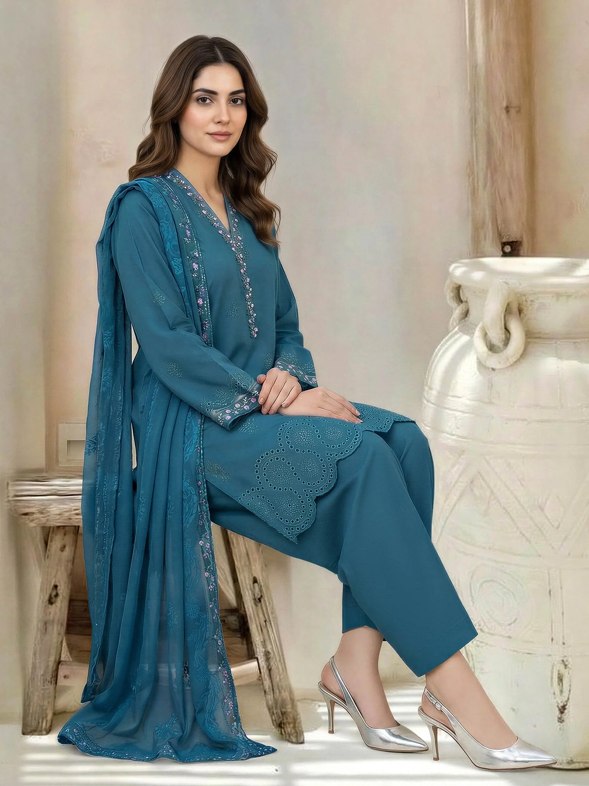 3 Piece Lawn Suit-Embroidered (Unstitched) - Image 3