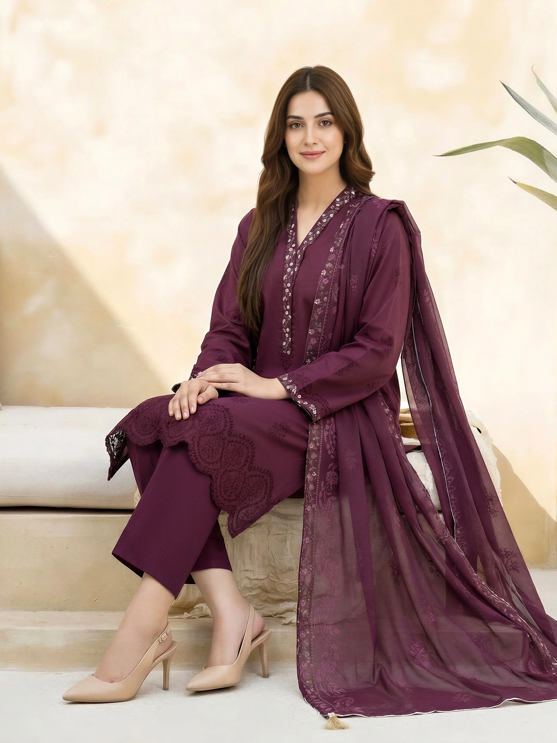 3 Piece Lawn Suit-Embroidered (Unstitched) - Image 4