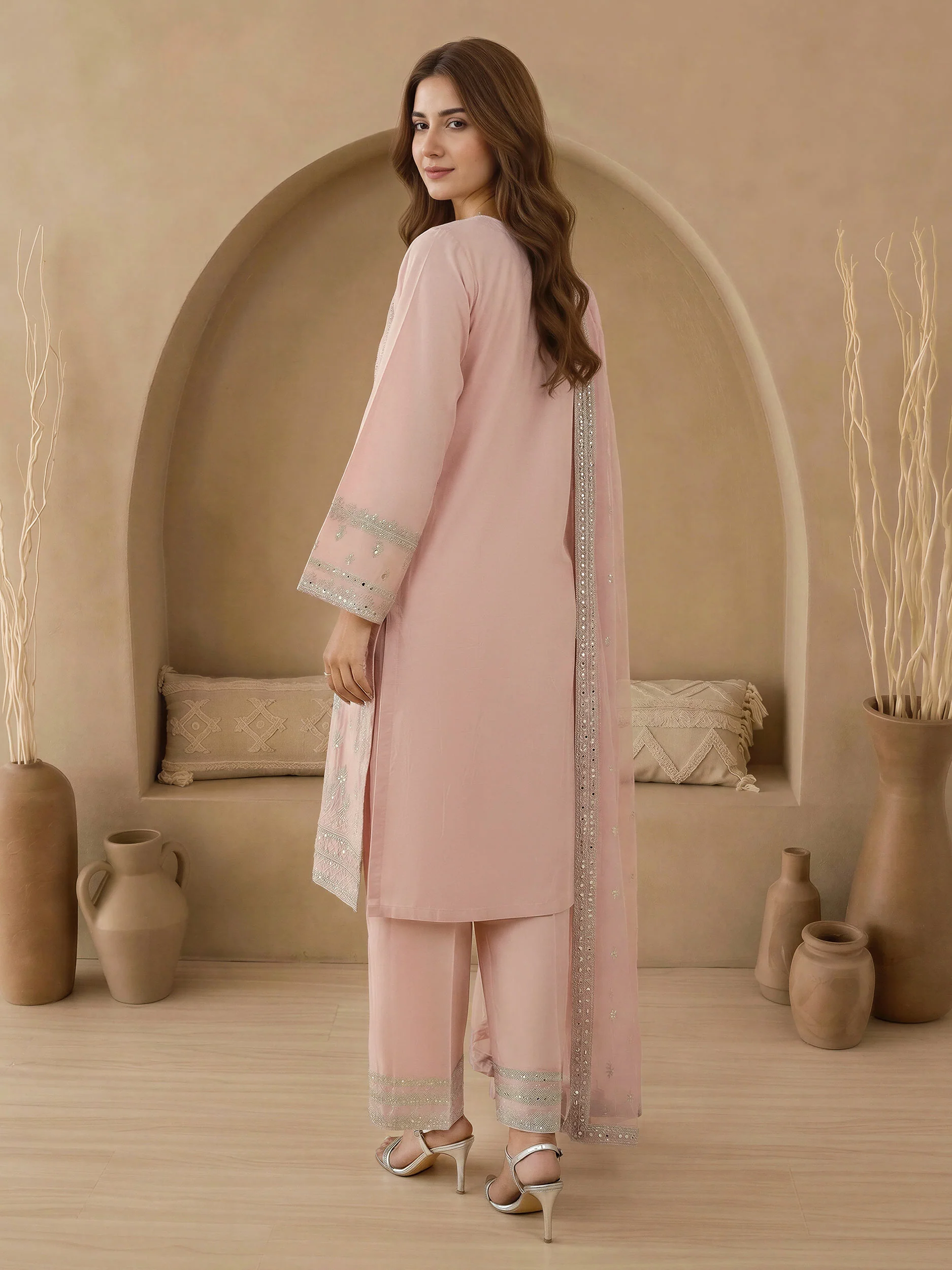 3 Piece Cambric Suit-Embroidered (Unstitched) - Image 3