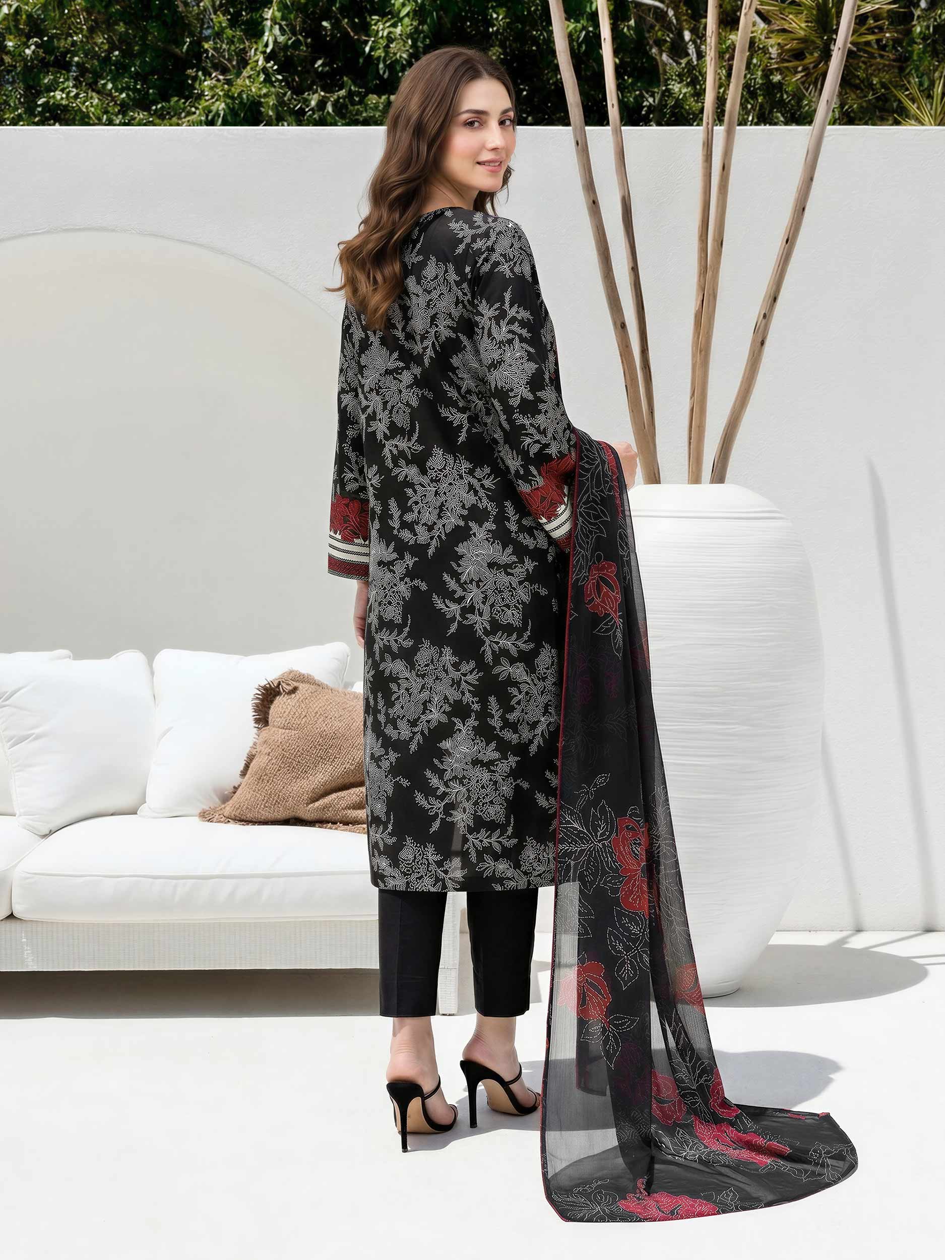 3 Piece Lawn Slub Suit-  Embroidered (Unstitched) - Image 3