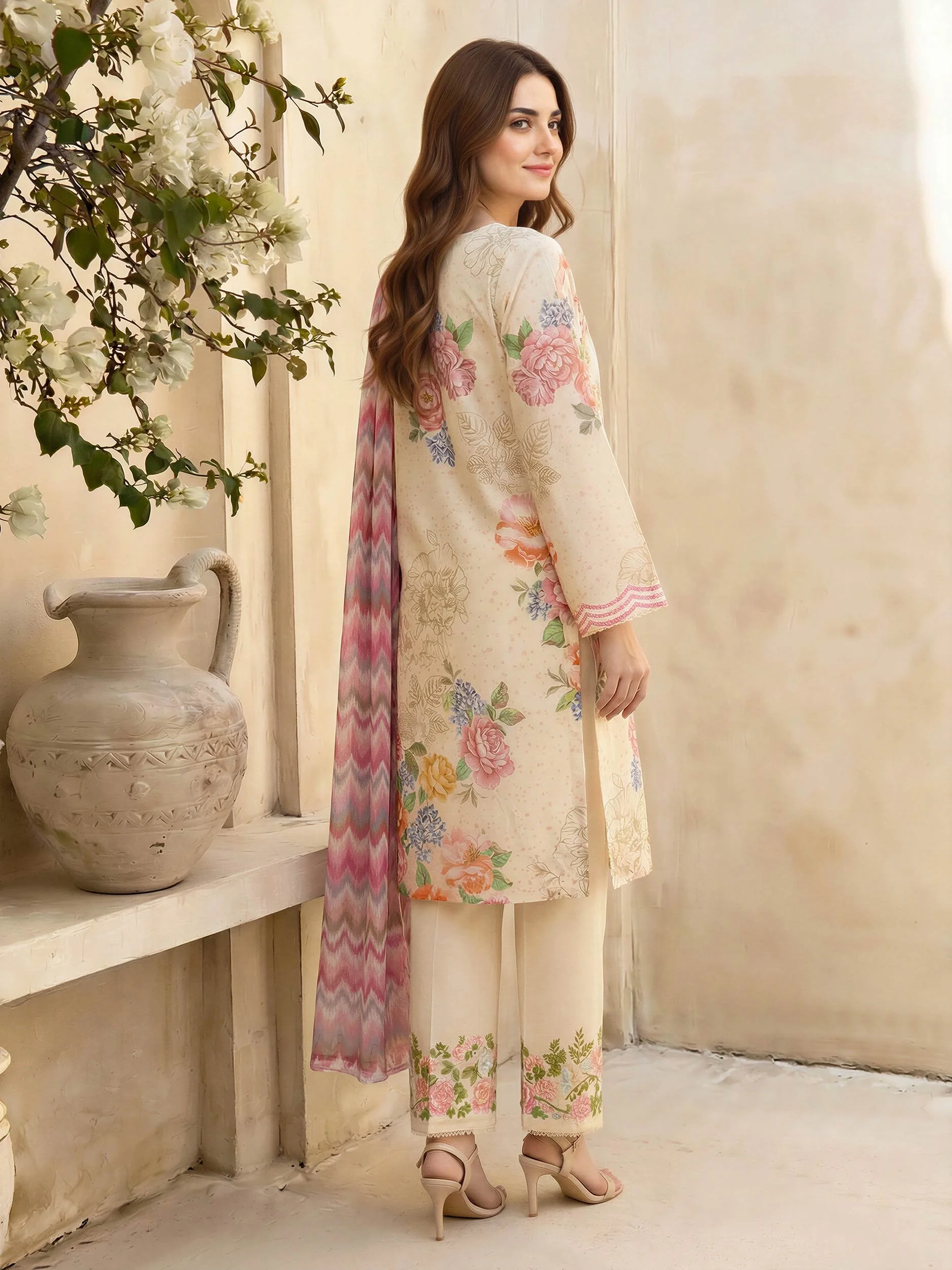 3 Piece Lawn Suit- Embroidered (Unstitched) - Image 3