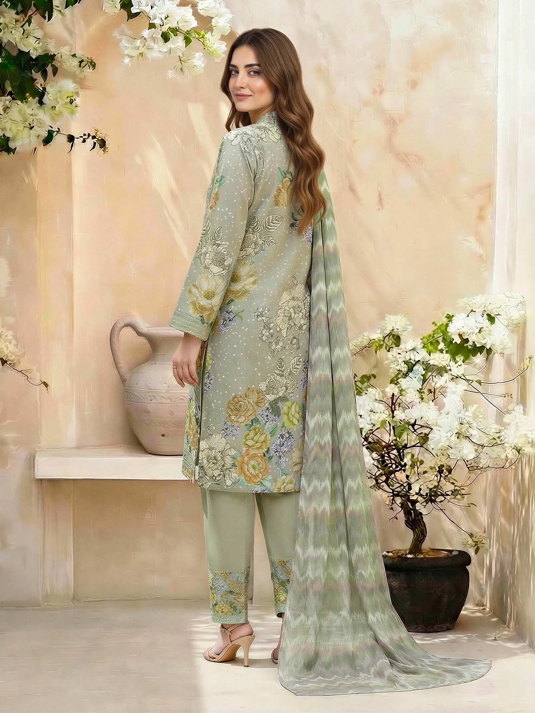 3 Piece Lawn Suit- Embroidered (Unstitched) - Image 3