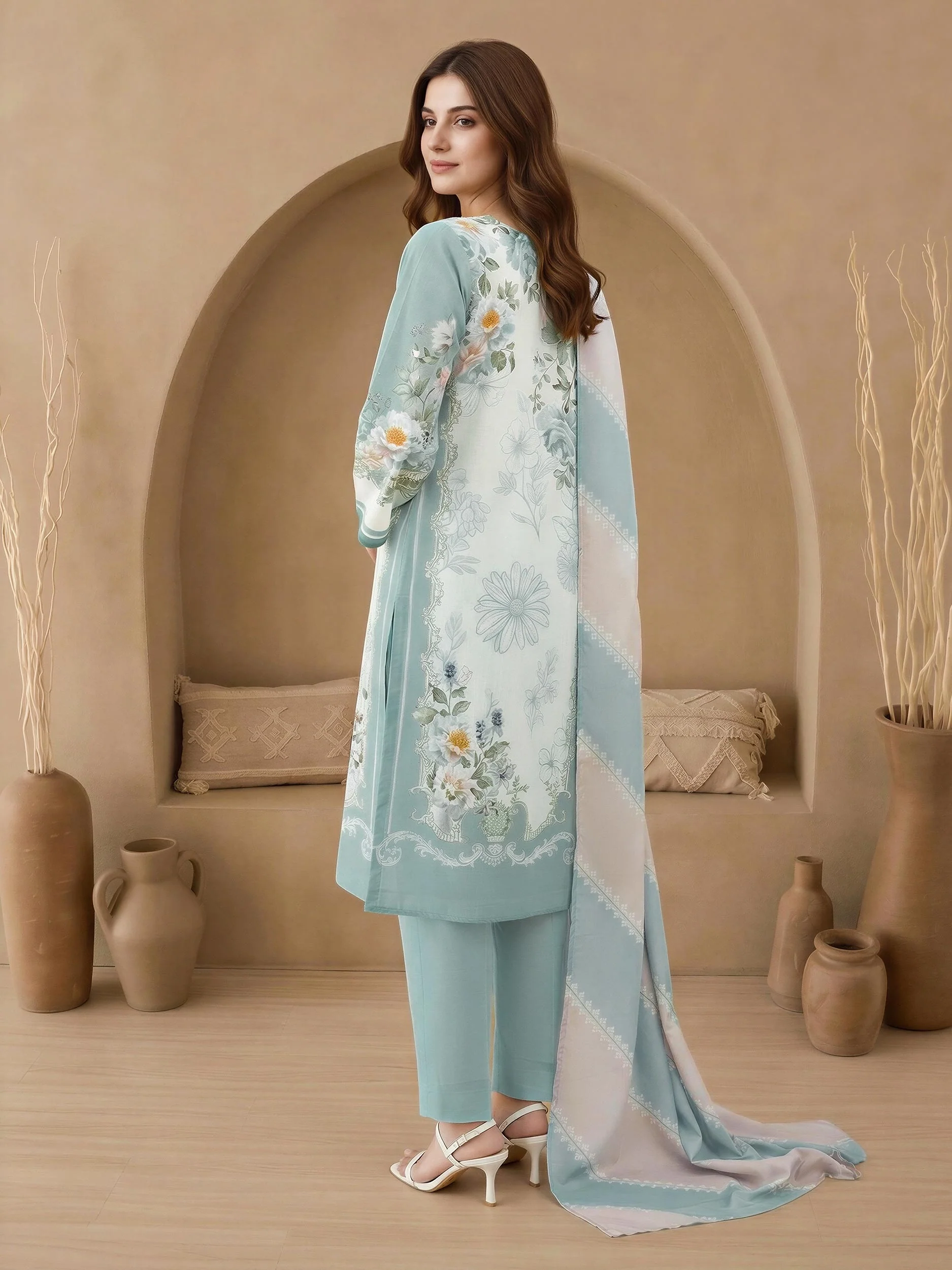 3 Piece Lawn Suit-Embroidered (Unstitched) - Image 3
