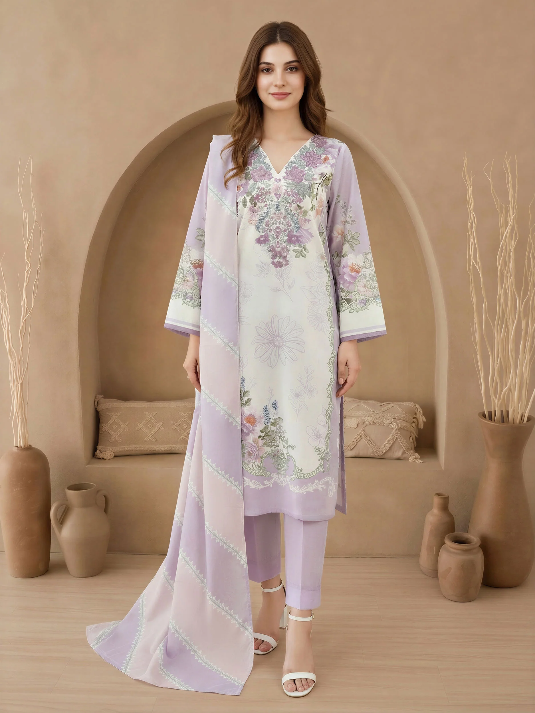 3 Piece Lawn Suit-Embroidered (Unstitched) - Image 2