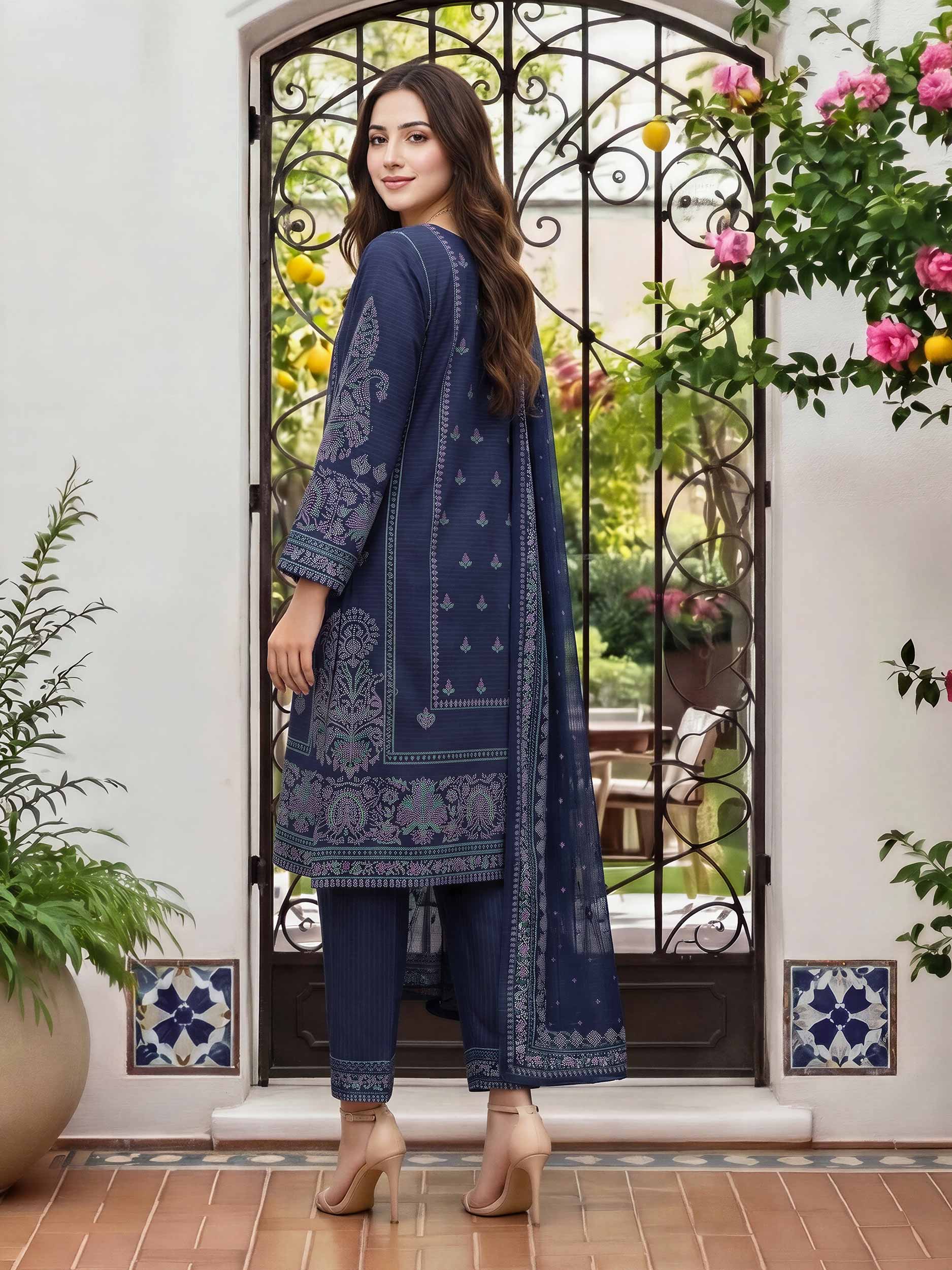 3 Piece Lawn Suit-  Embroidered (Unstitched) - Image 3