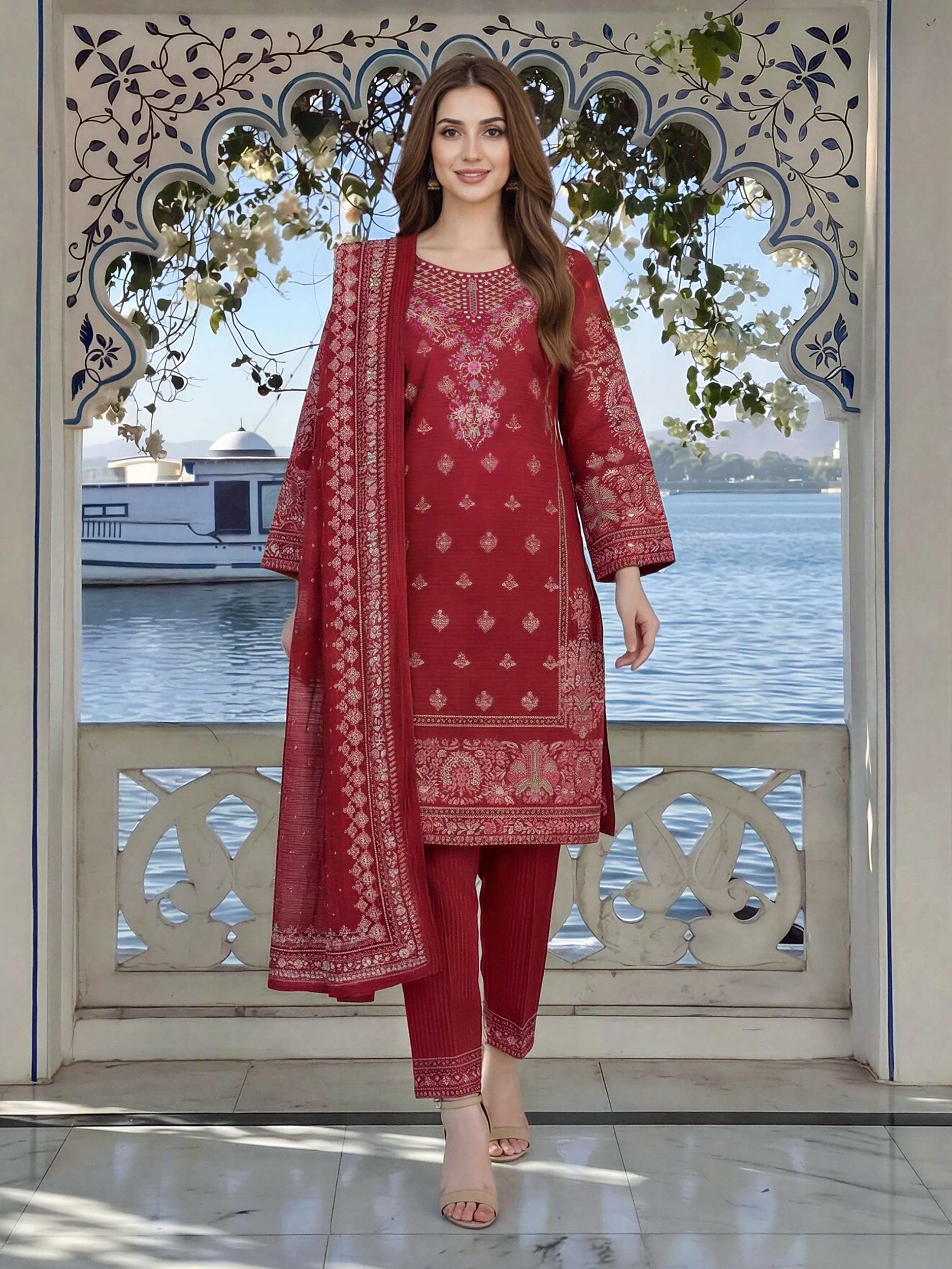 3 Piece Lawn Suit-  Embroidered (Unstitched) - Image 2