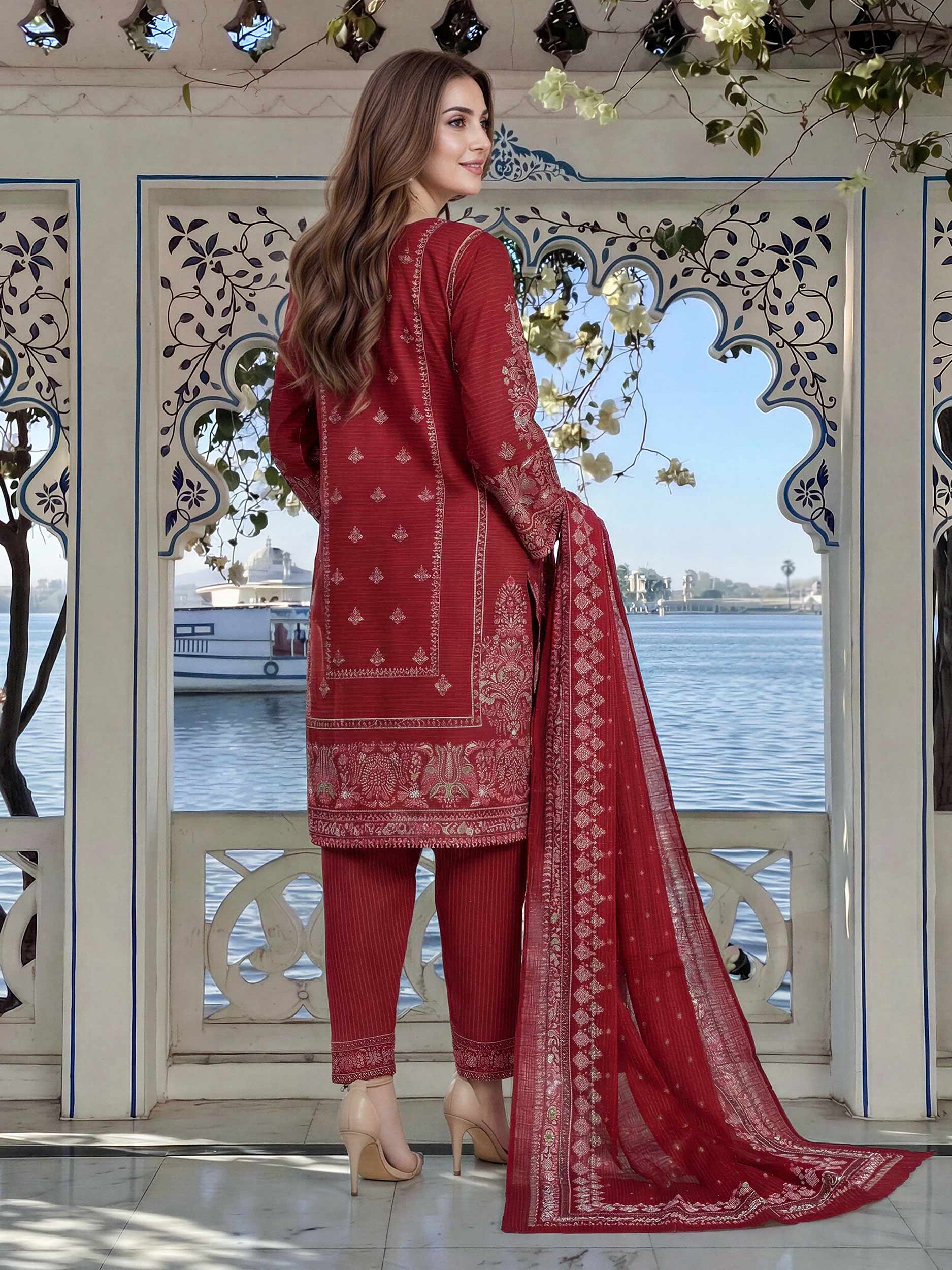 3 Piece Lawn Suit-  Embroidered (Unstitched) - Image 3