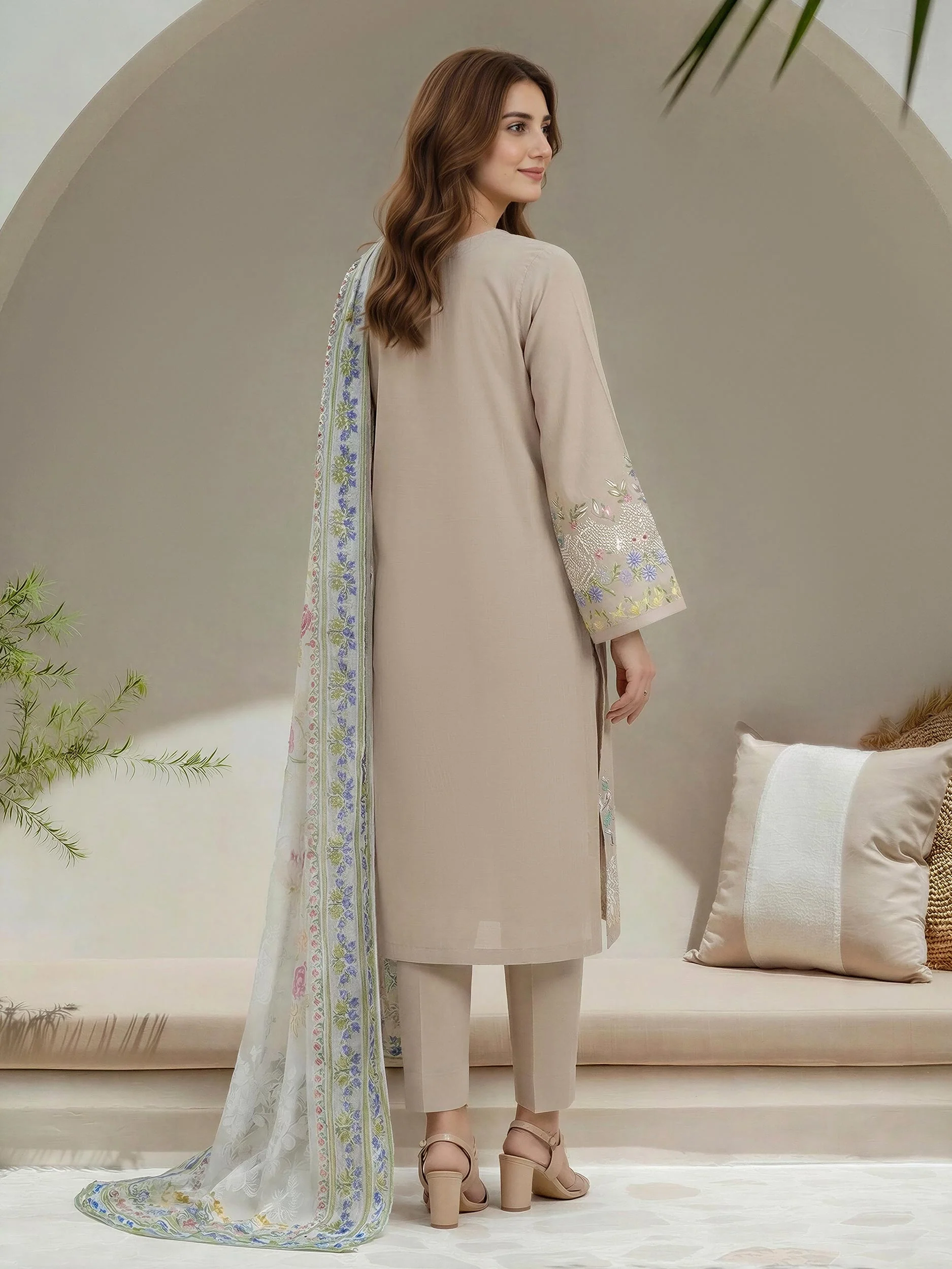 3 Piece Lawn Suit- Embroidered (Unstitched) - Image 2