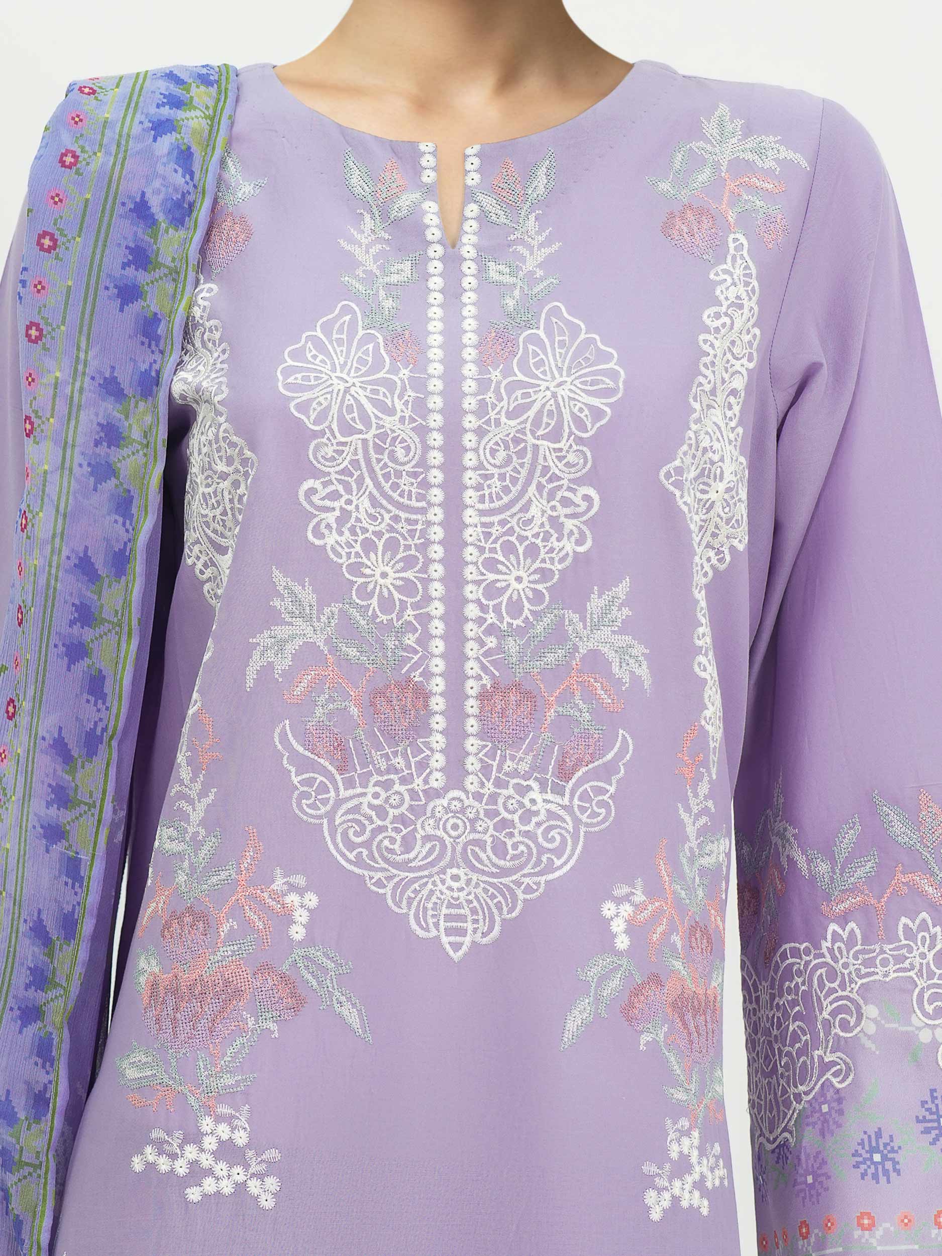 3 Piece Lawn Suit- Embroidered (Unstitched) - Image 4