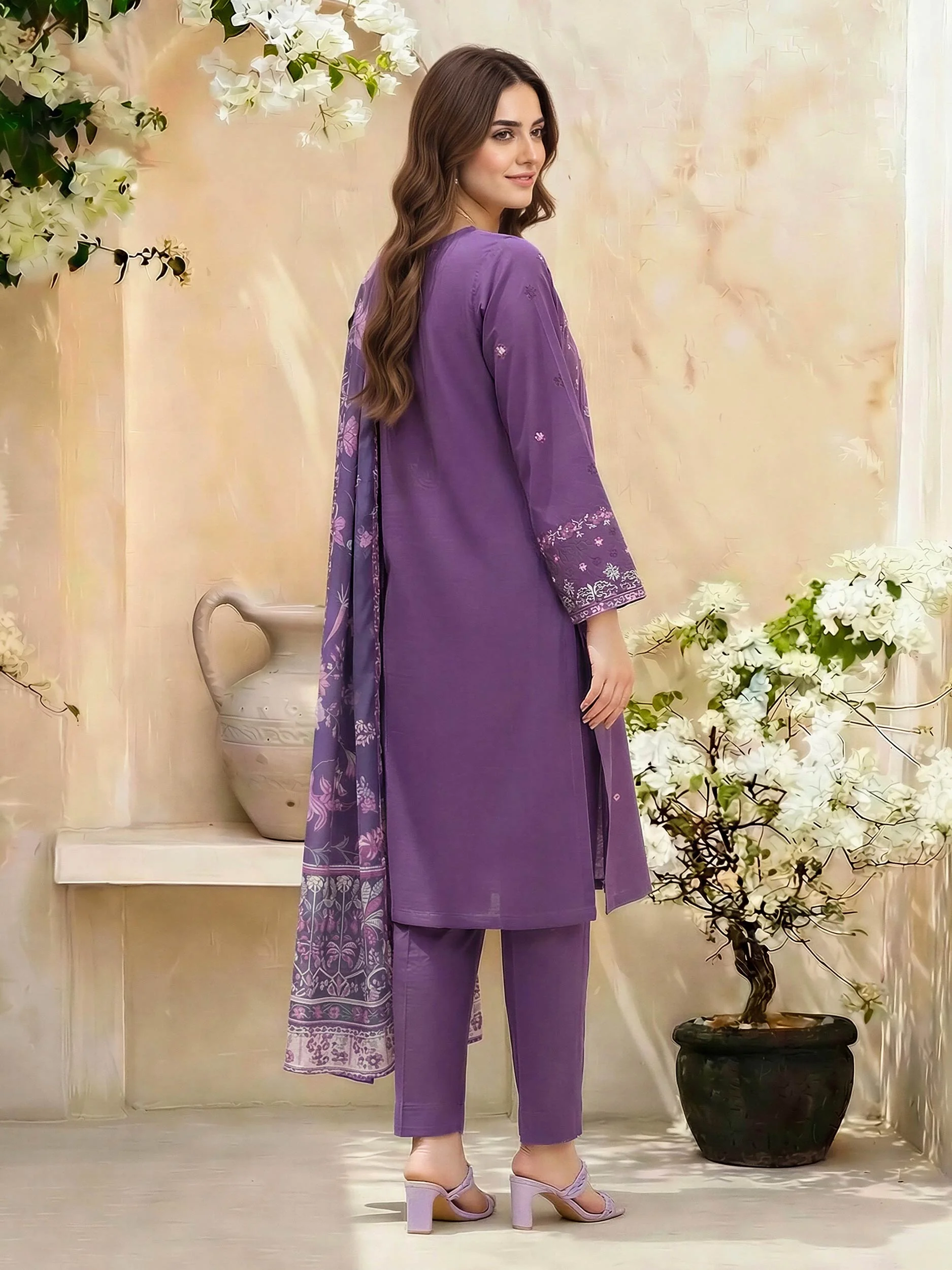 3 Piece Lawn Suit- Embroidered (Unstitched) - Image 3