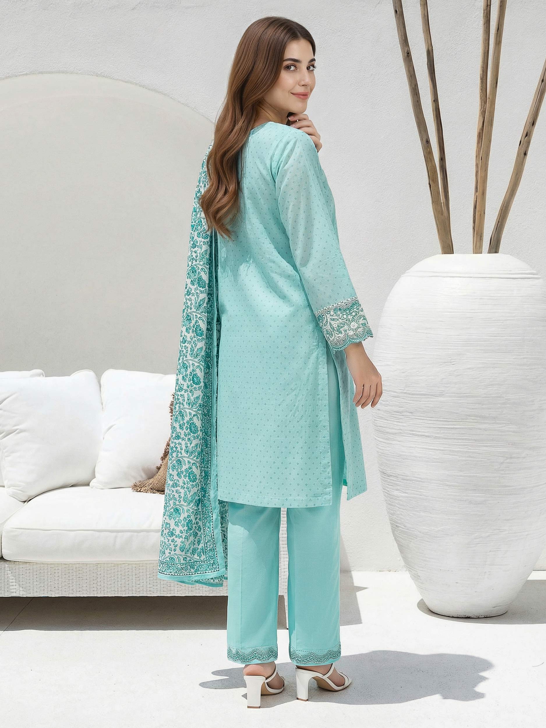 3 Piece Lawn Suit- Embroidered (Unstitched) - Image 2