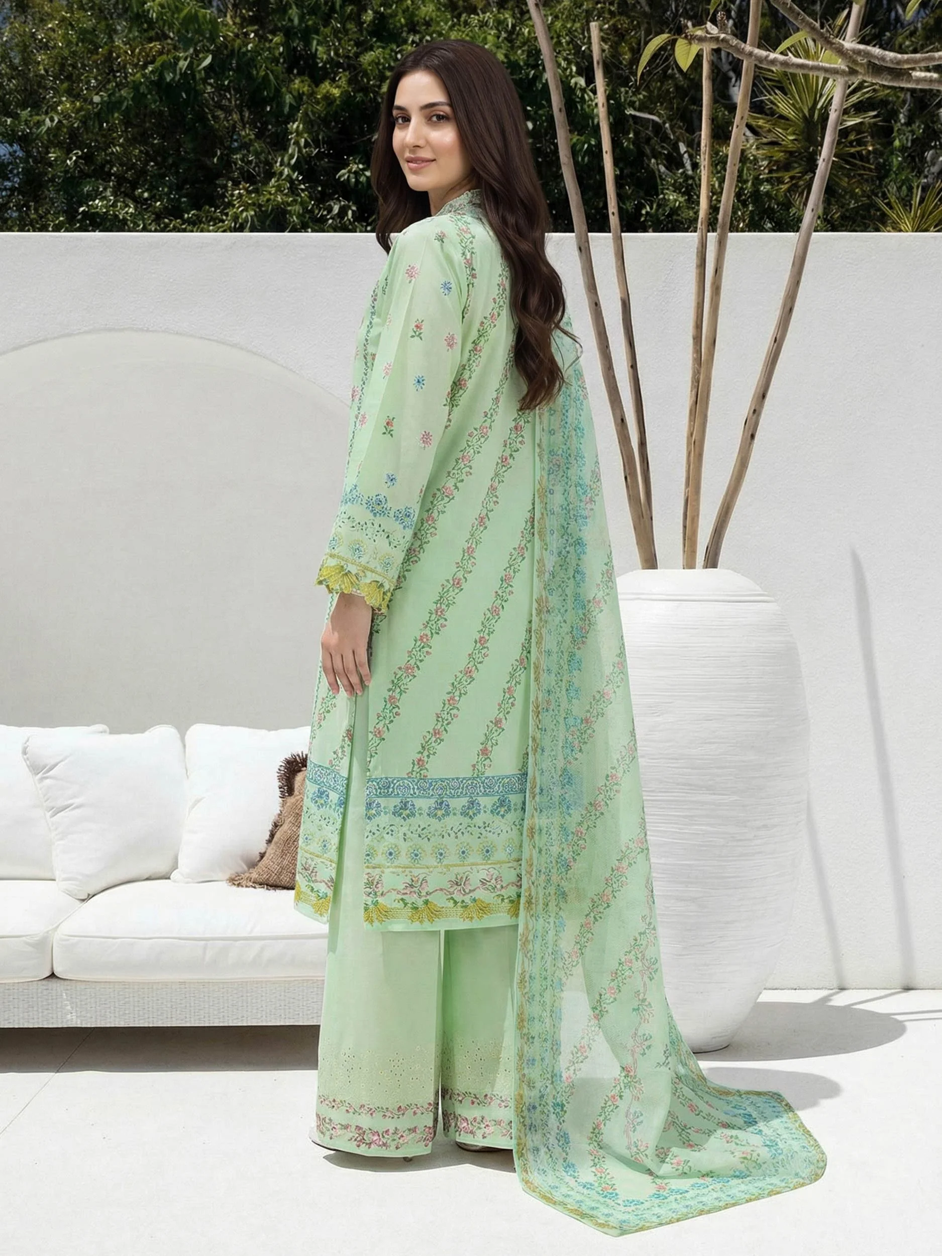 3 Piece Lawn Suit- Embroidered (Unstitched) - Image 3