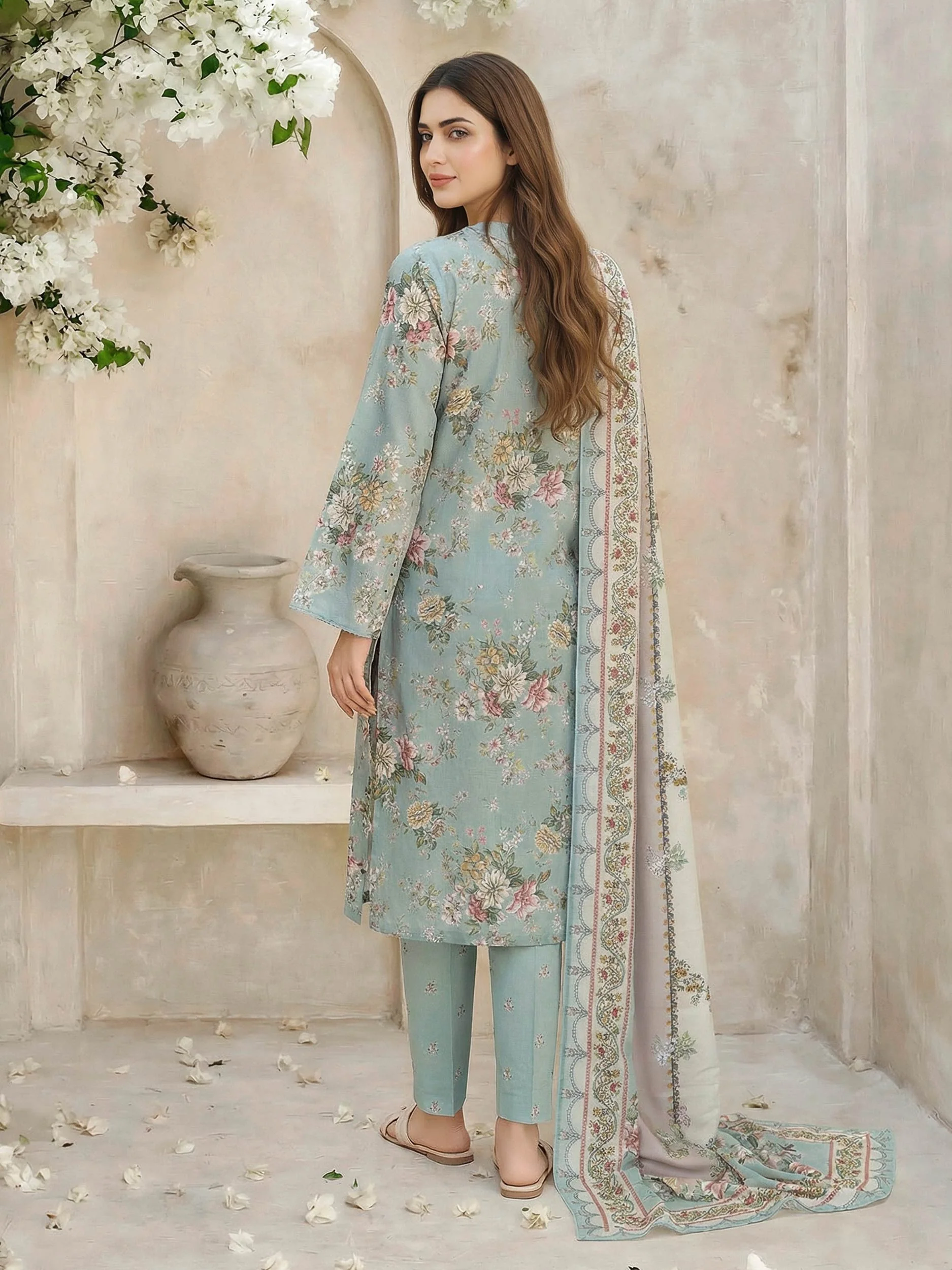 3 Piece Lawn Suit- Embroidered (Unstitched) - Image 3
