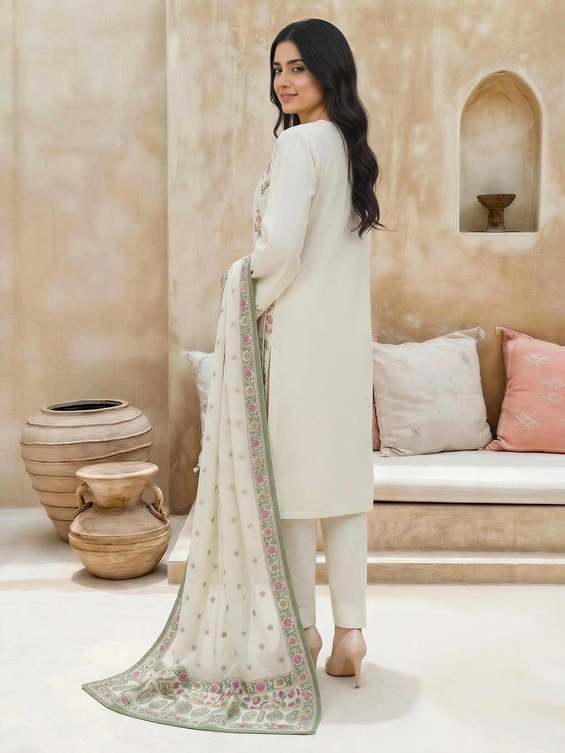 3 Piece Cambric Suit-Embroidered (Unstitched) - Image 3