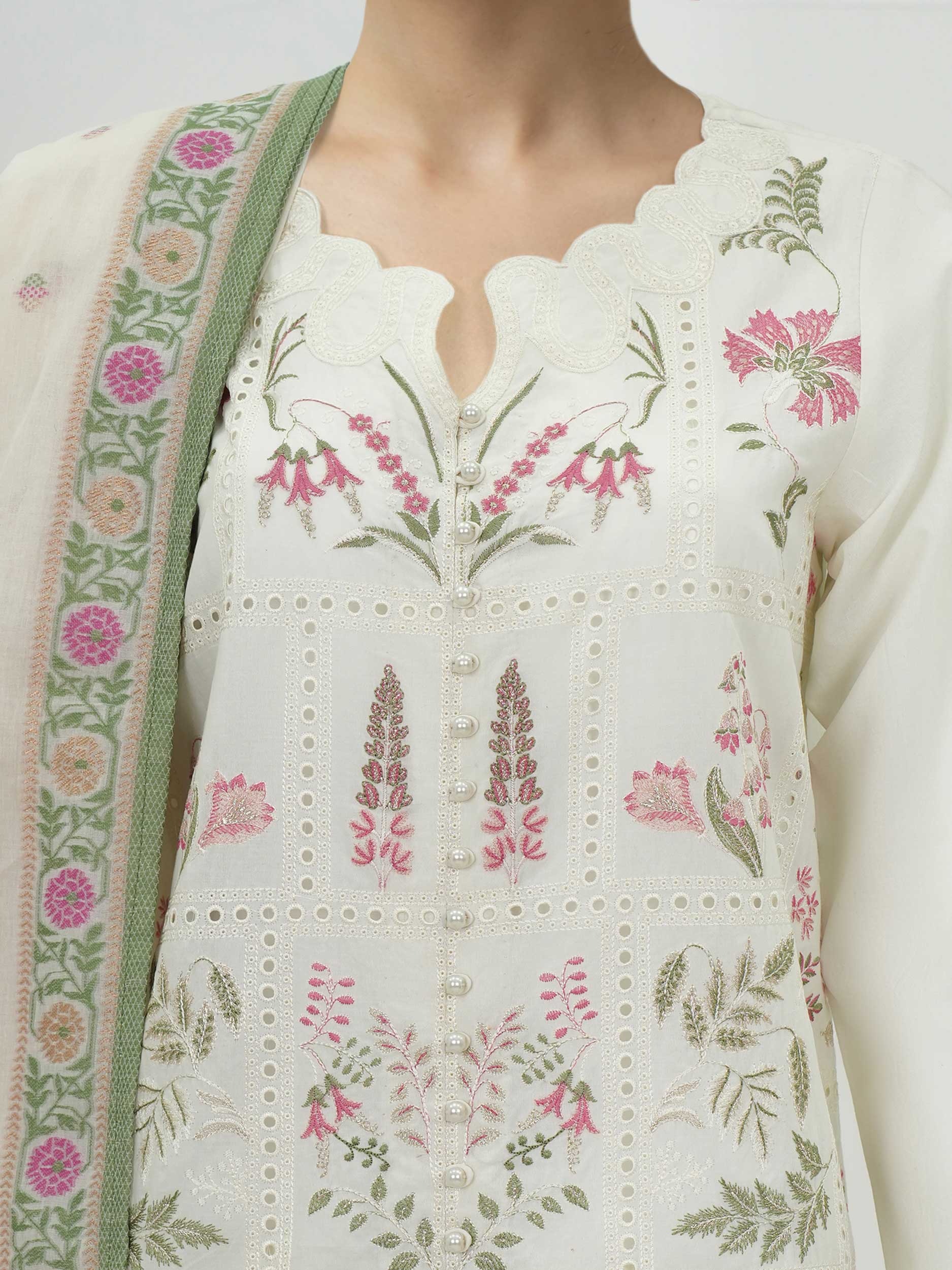 3 Piece Cambric Suit-Embroidered (Unstitched) - Image 4