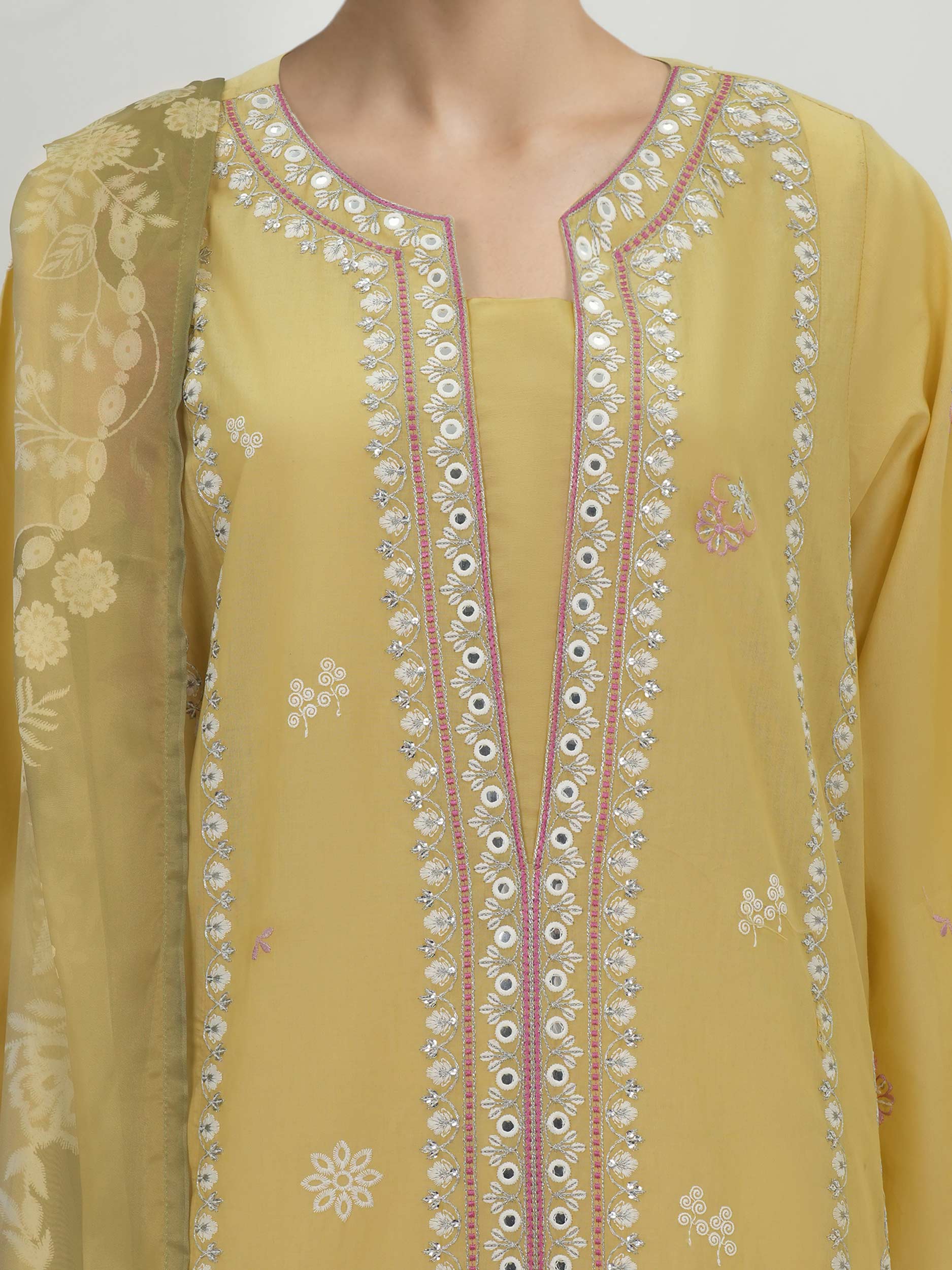3 Piece Cambric Suit-Embroidered (Unstitched) - Image 4