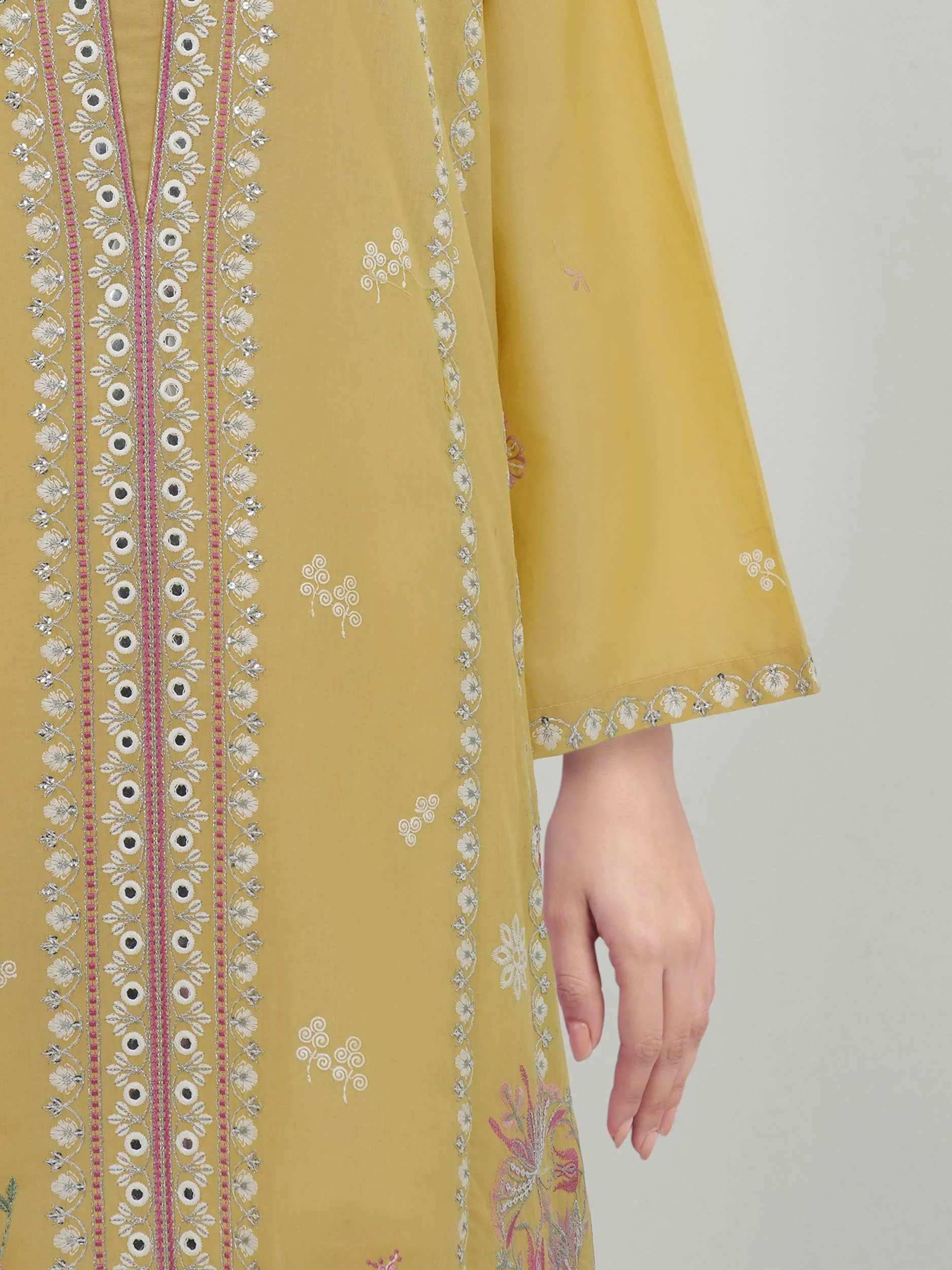 3 Piece Cambric Suit-Embroidered (Unstitched) - Image 5