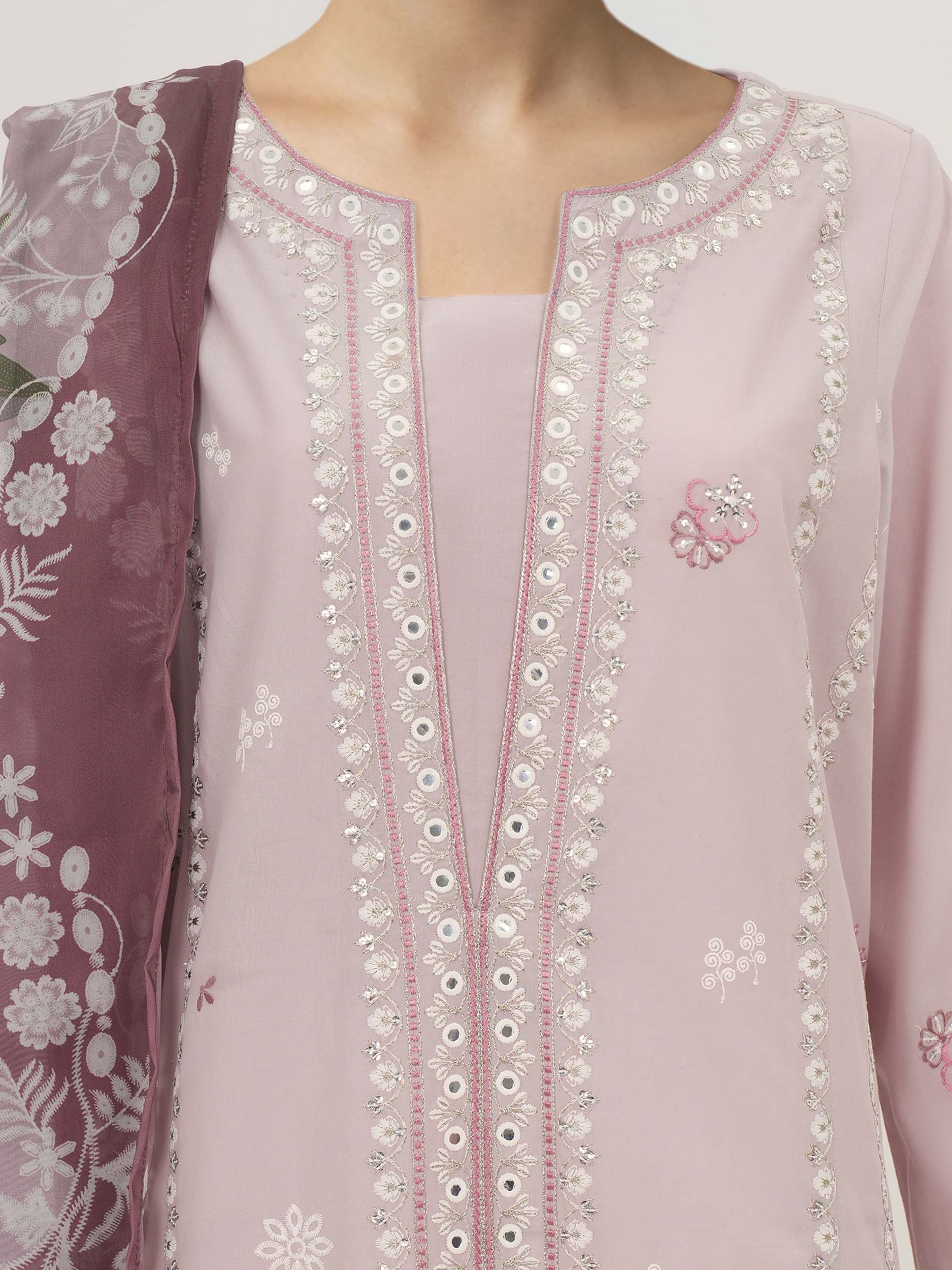 3 Piece Cambric Suit-Embroidered (Unstitched) - Image 4