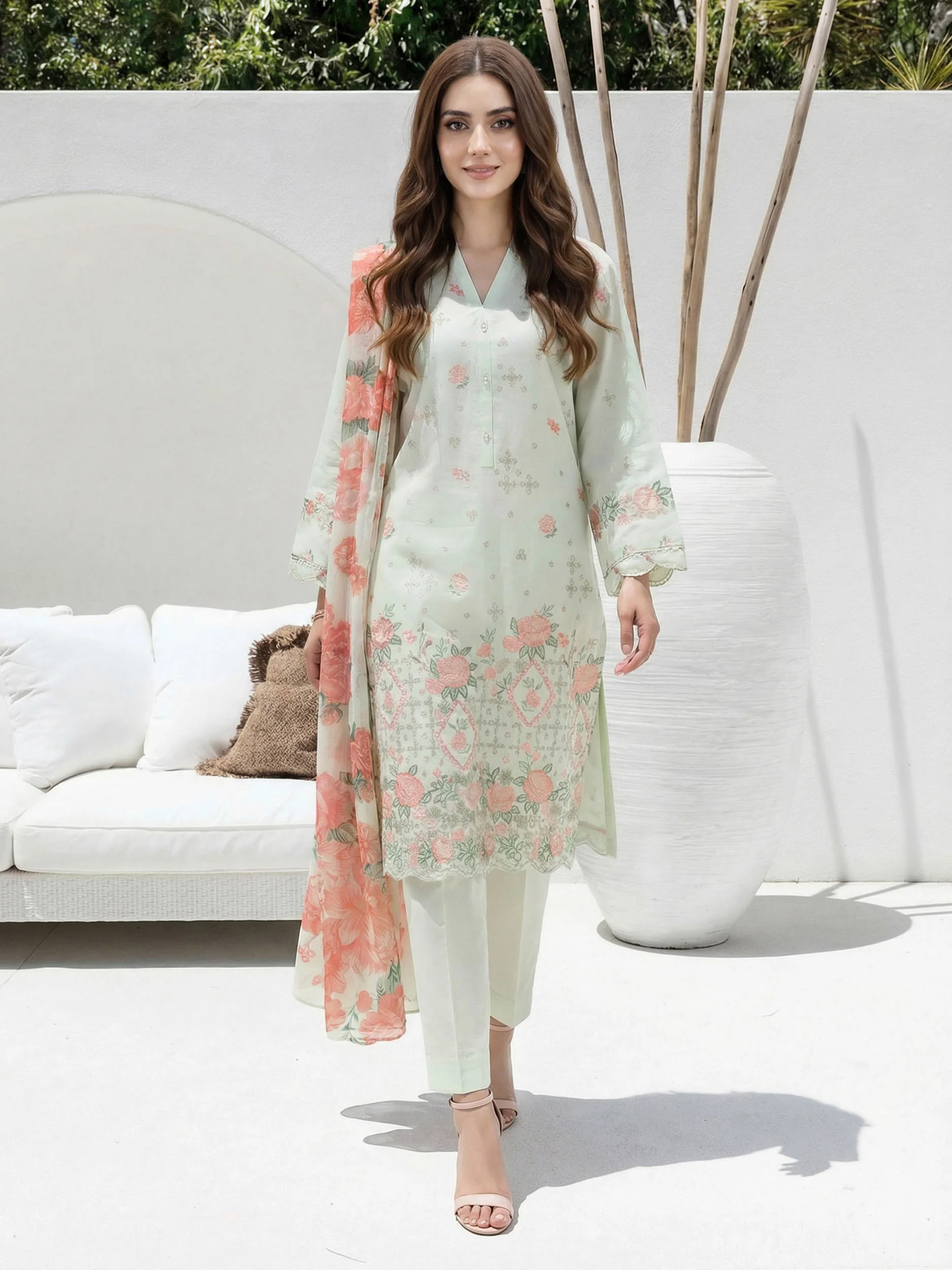 3 Piece Lawn Suit- Embroidered (Unstitched) - Image 2