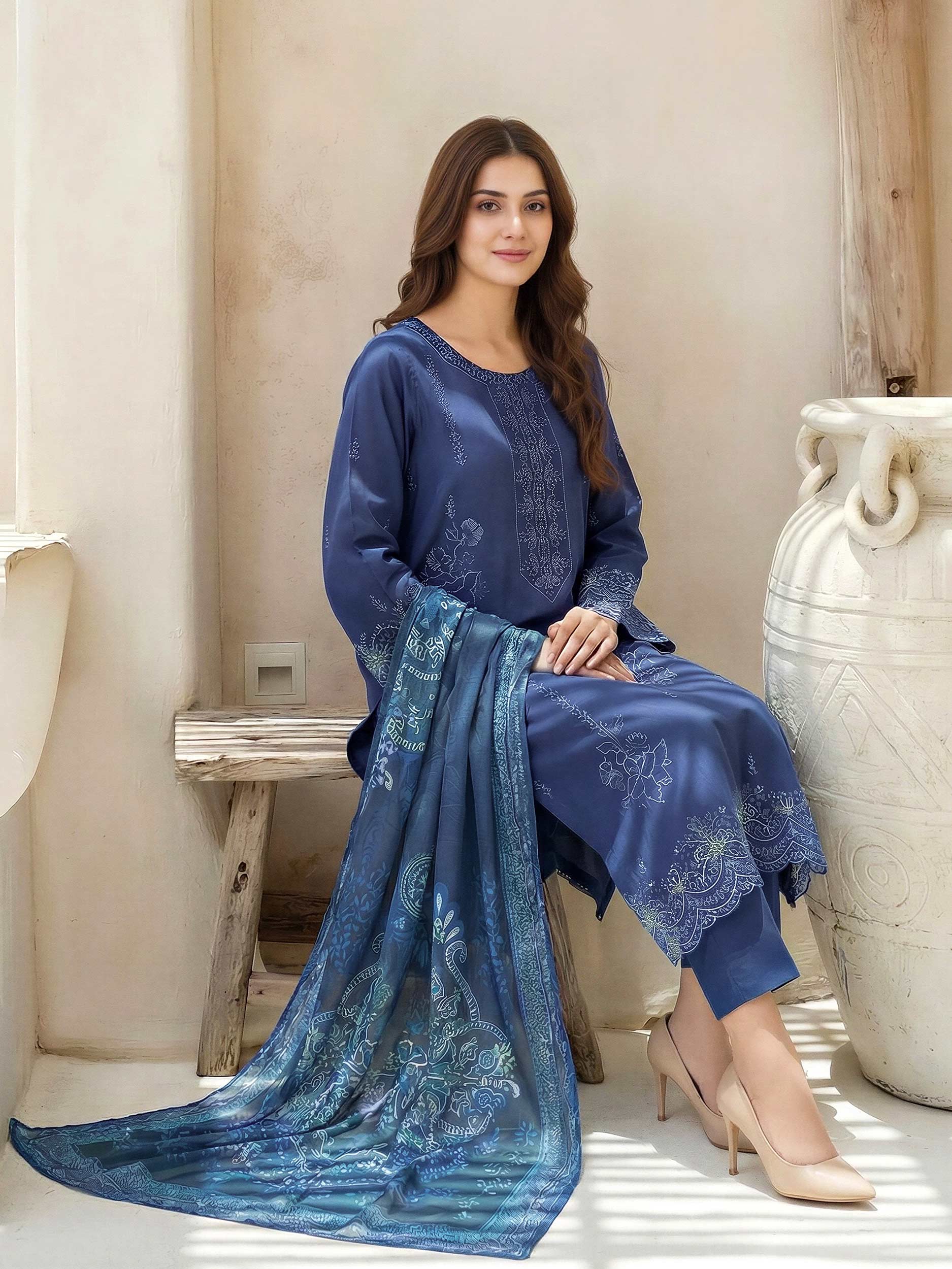 3 Piece Lawn Suit-Embroidered (Unstitched) - Image 4