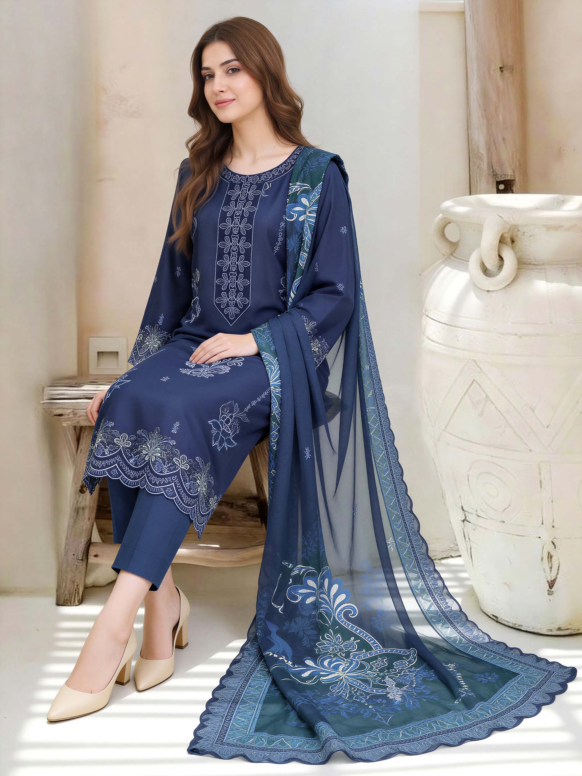 3 Piece Lawn Suit-Embroidered (Unstitched) - Image 5