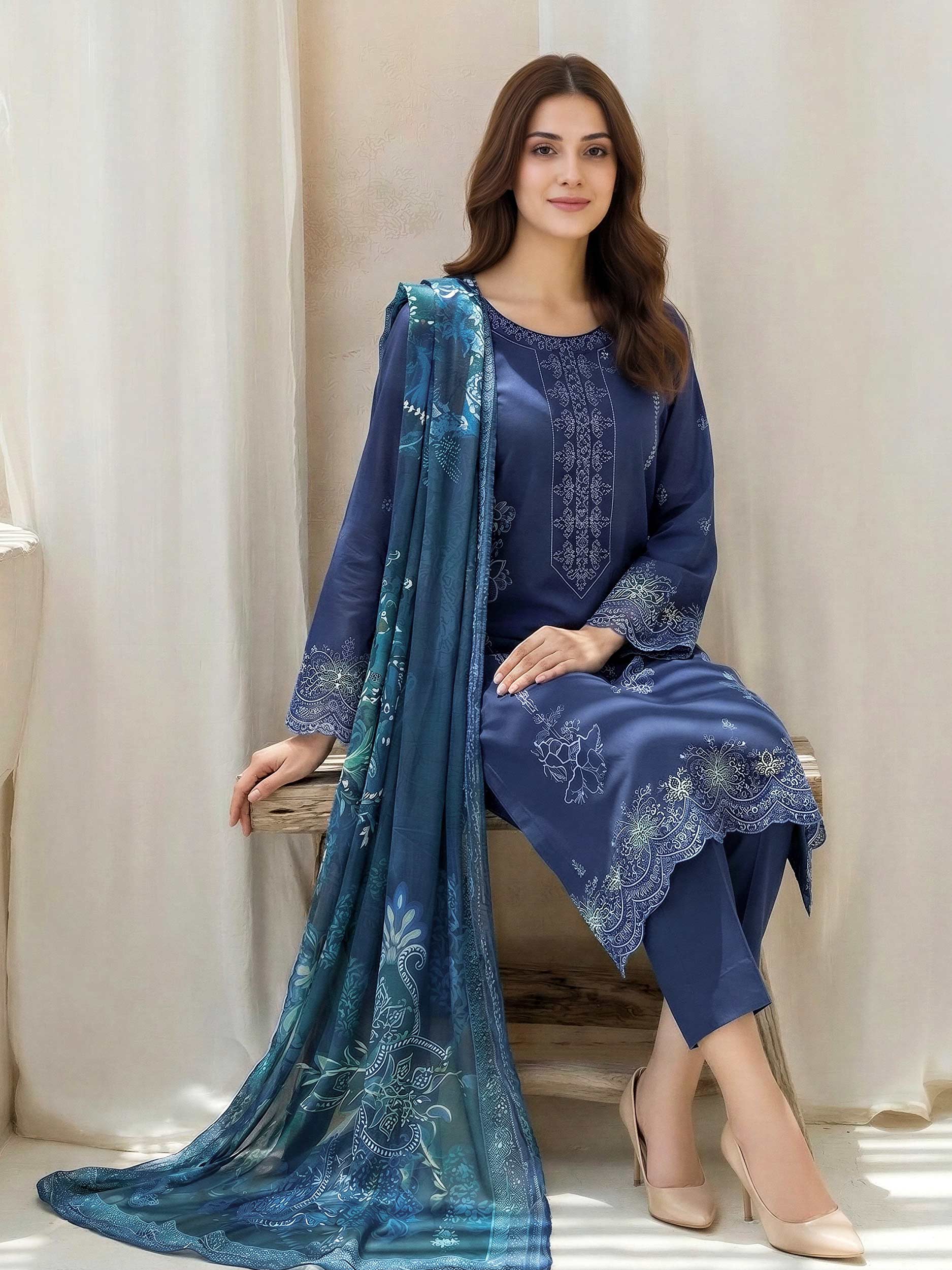 3 Piece Lawn Suit-Embroidered (Unstitched) - Image 6