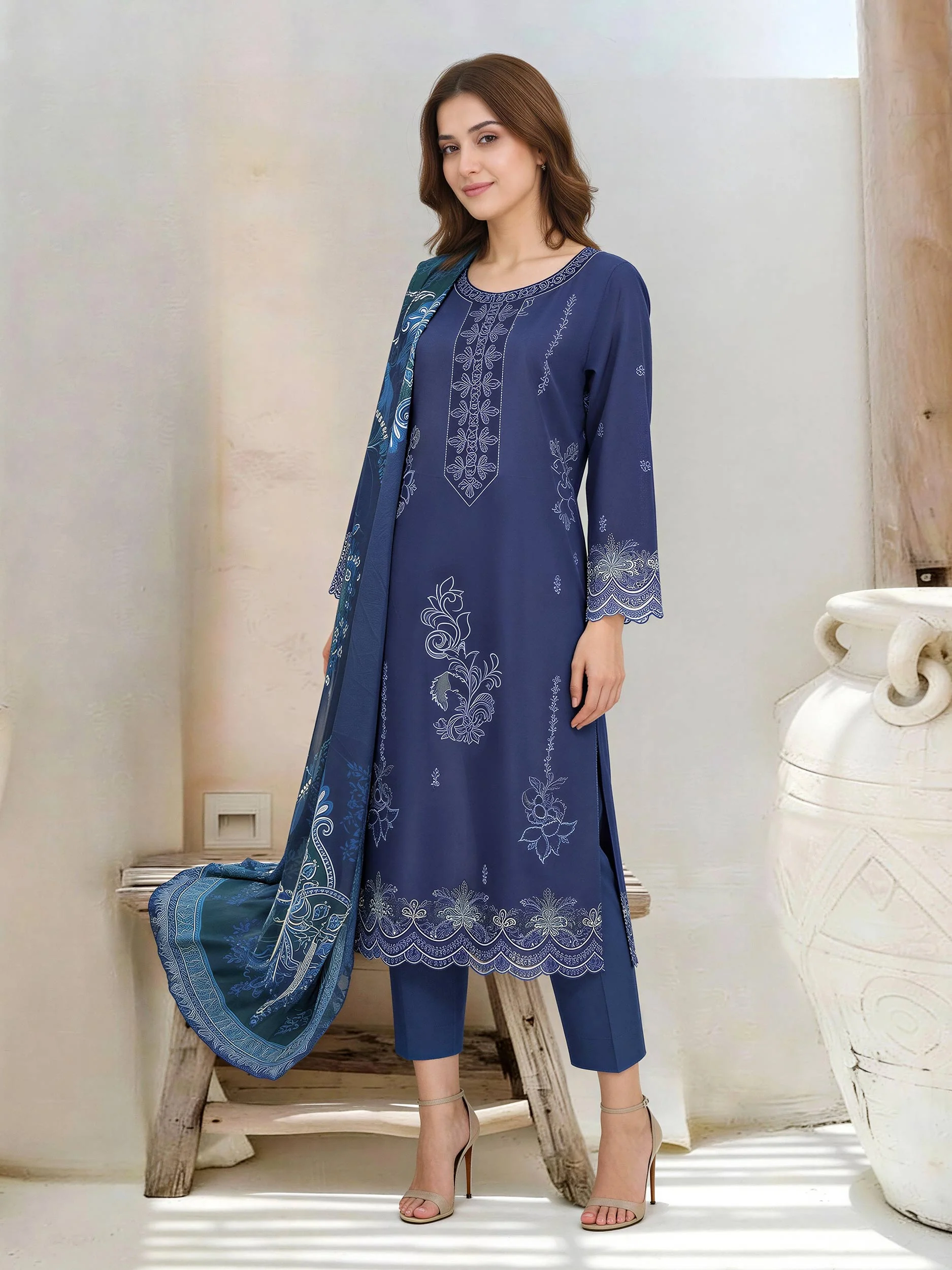 3 Piece Lawn Suit-Embroidered (Unstitched) - Image 7