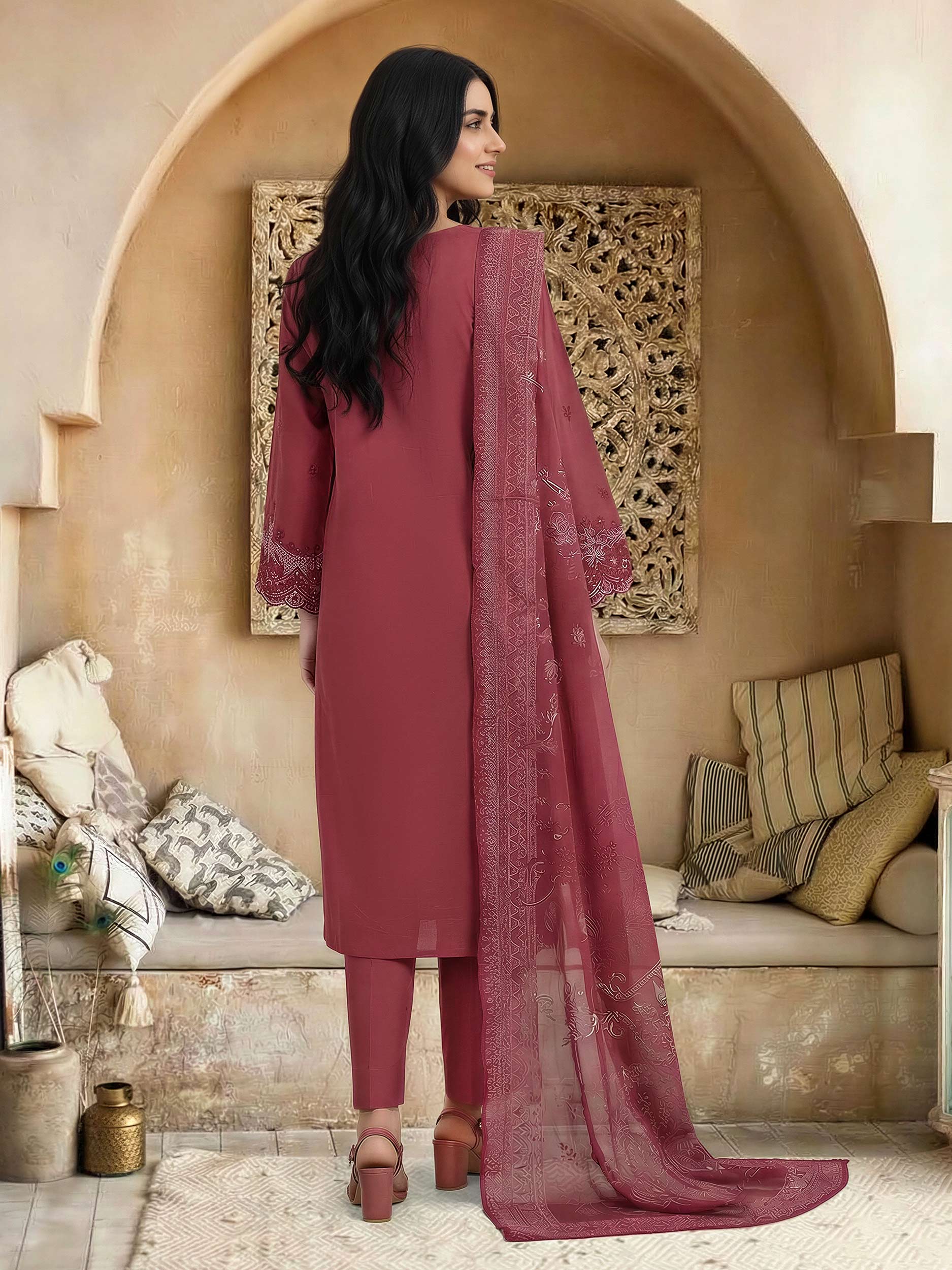 3 Piece Lawn Suit- Embroidered (Unstitched) - Image 2