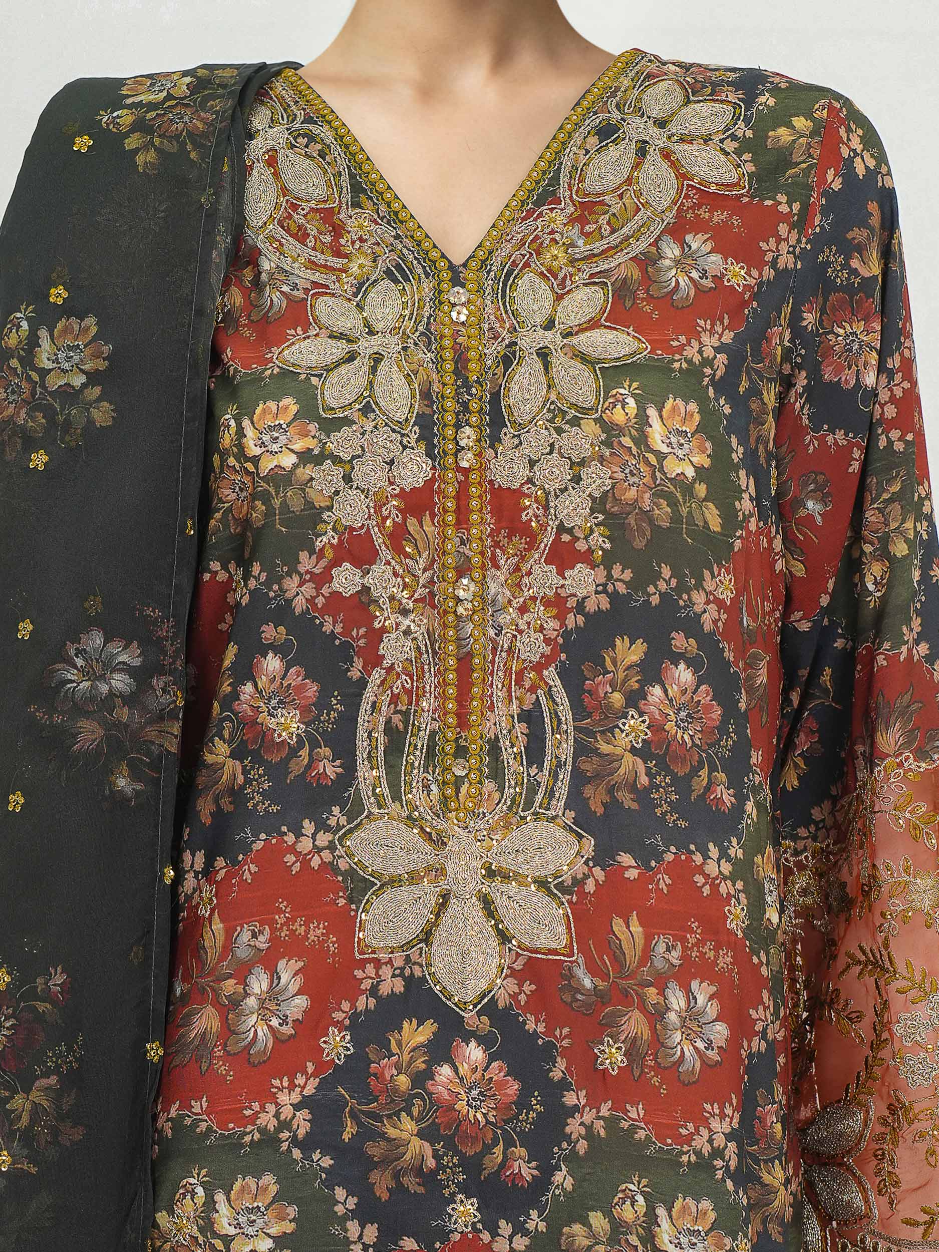 3 Piece Lawn Slub Suit- Embroidered (Unstitched) - Image 5