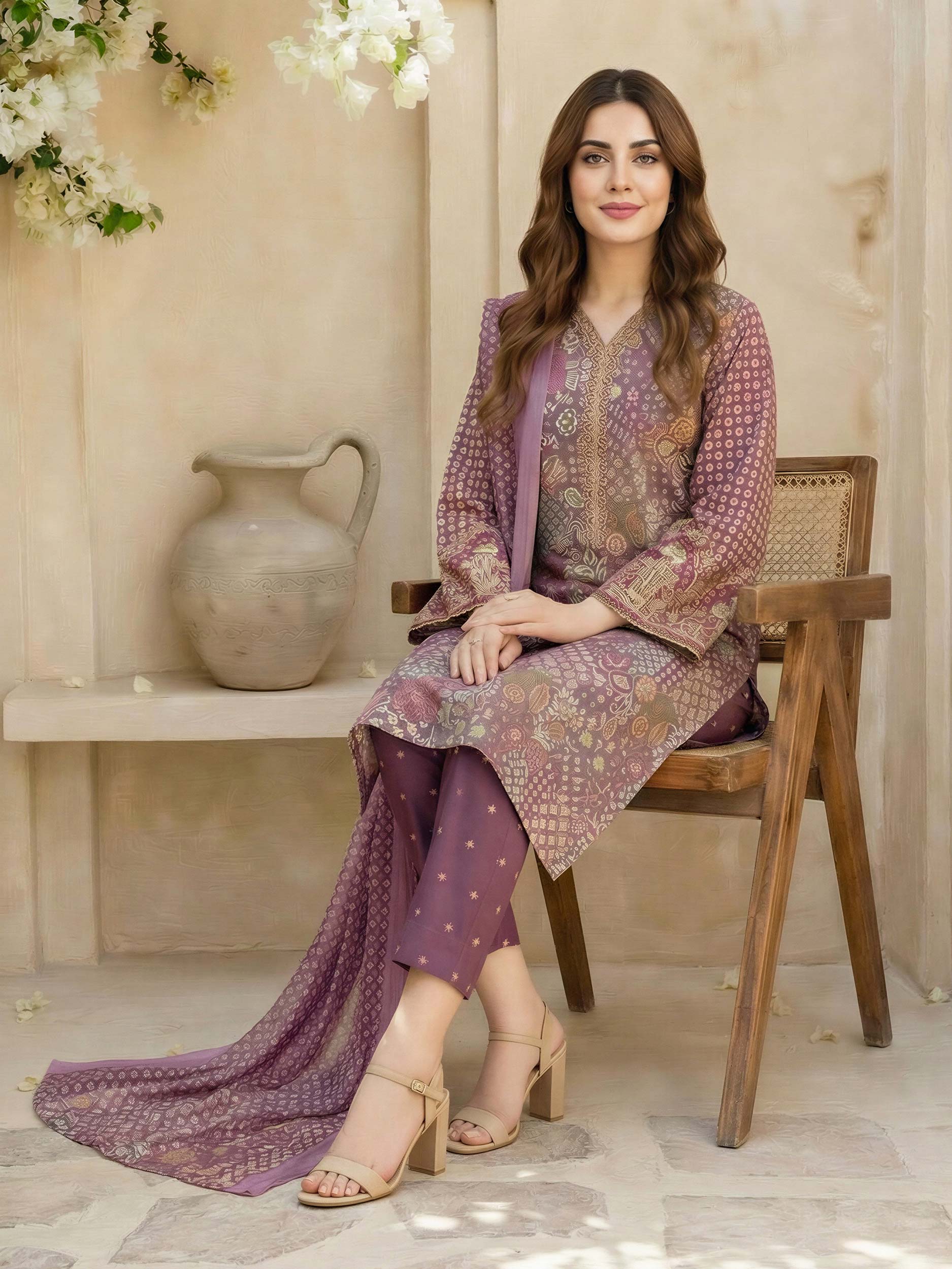3 Piece Lawn Suit- Embroidered (Unstitched) - Image 3