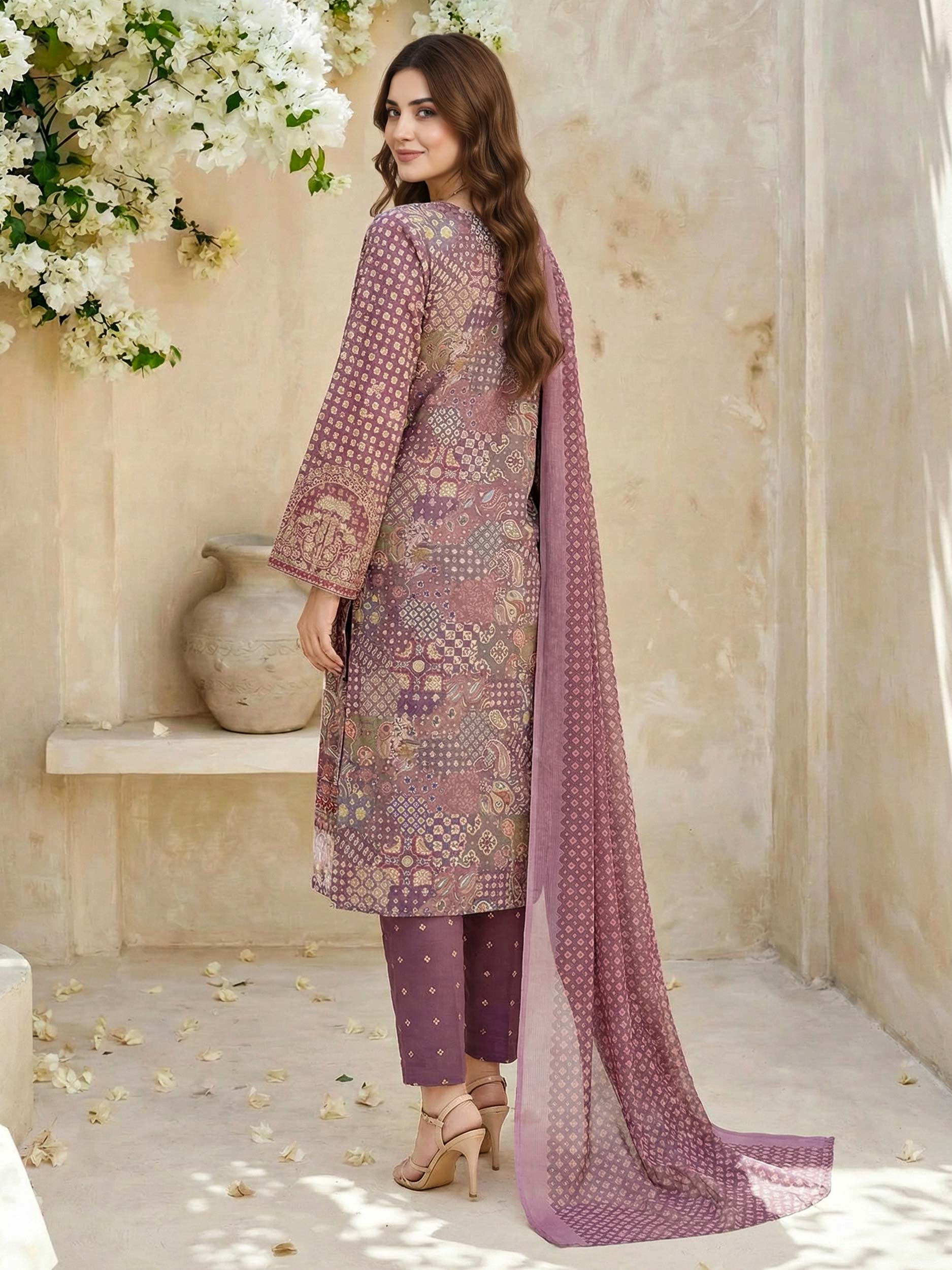 3 Piece Lawn Suit- Embroidered (Unstitched) - Image 4