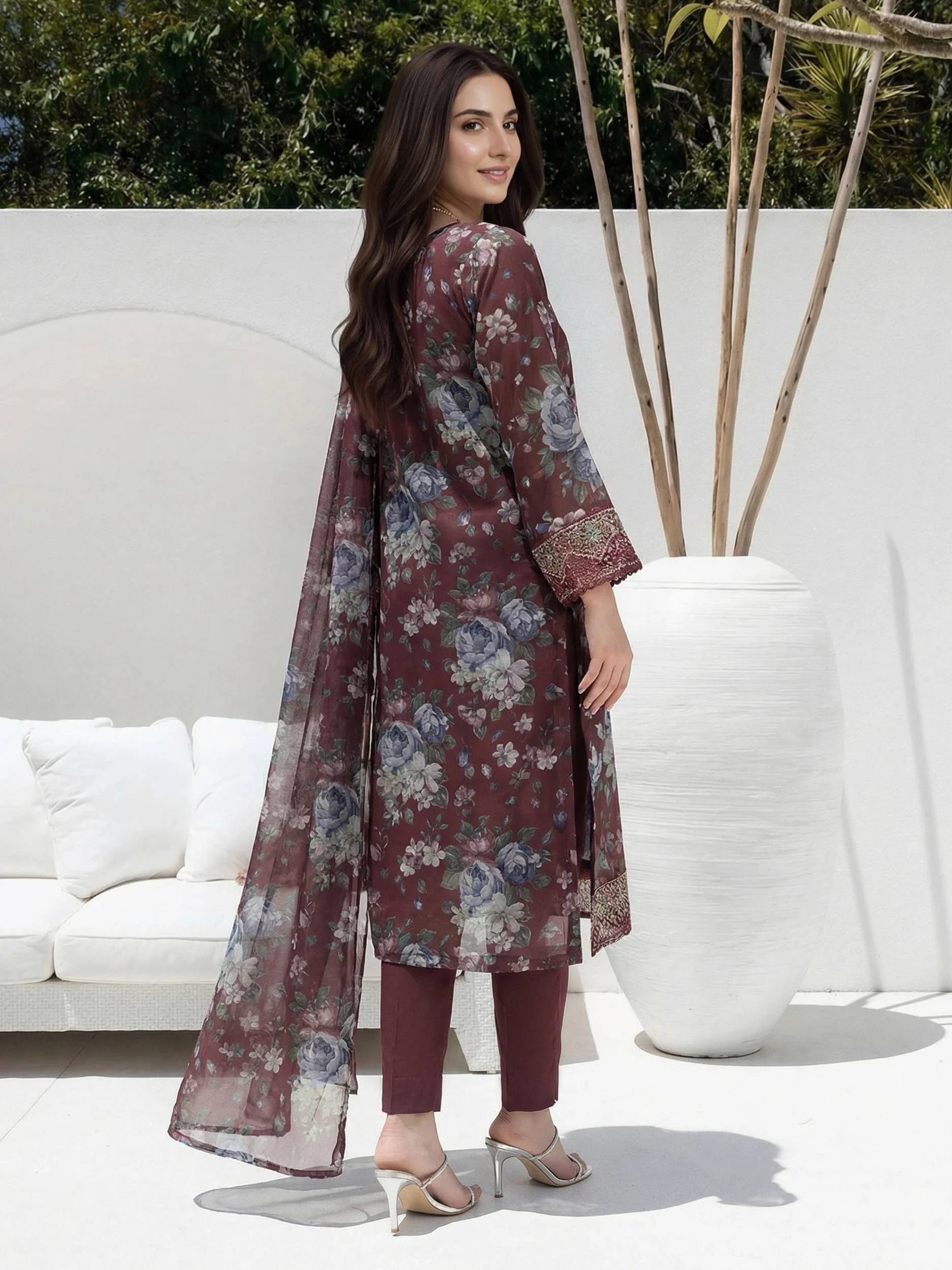 3 Piece Lawn Suit- Embroidered (Unstitched) - Image 2