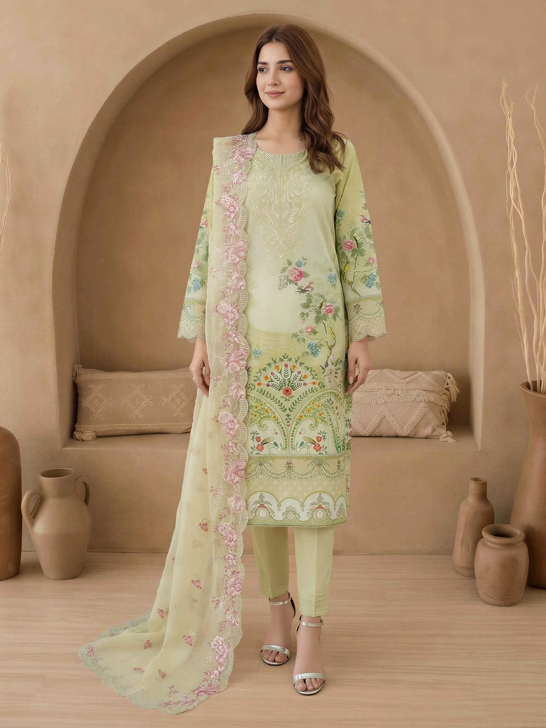 3 Piece Lawn Suit-Embroidered (Unstitched) - Image 2