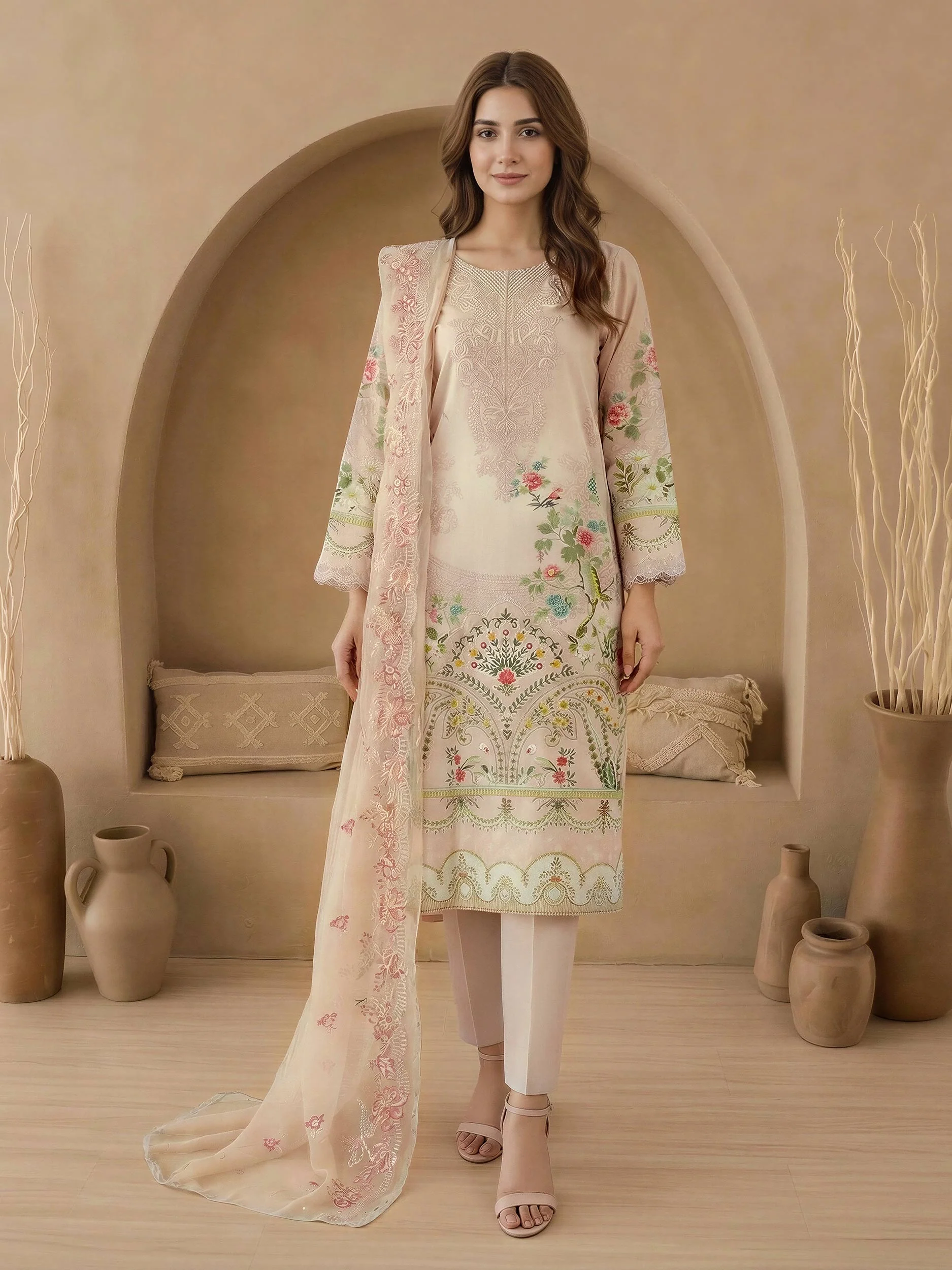 3 Piece Lawn Suit-Embroidered (Unstitched) - Image 2