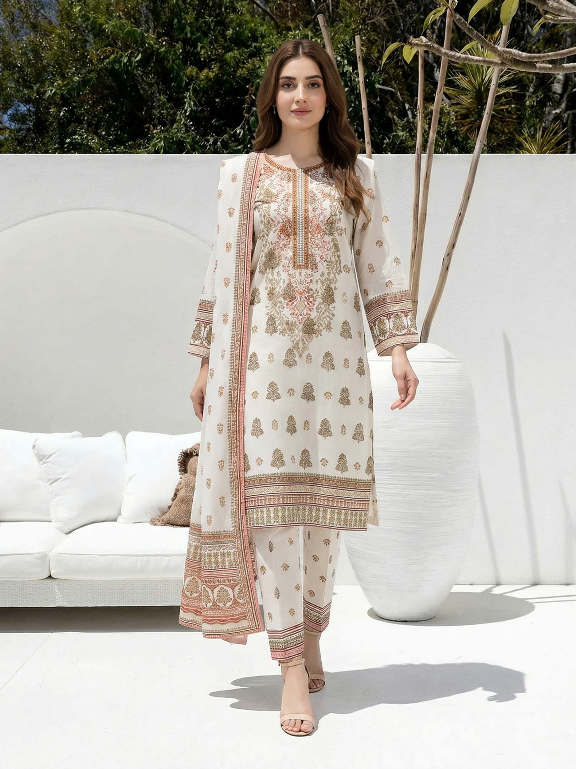 3 Piece Lawn Suit- Embroidered (Unstitched) - Image 3