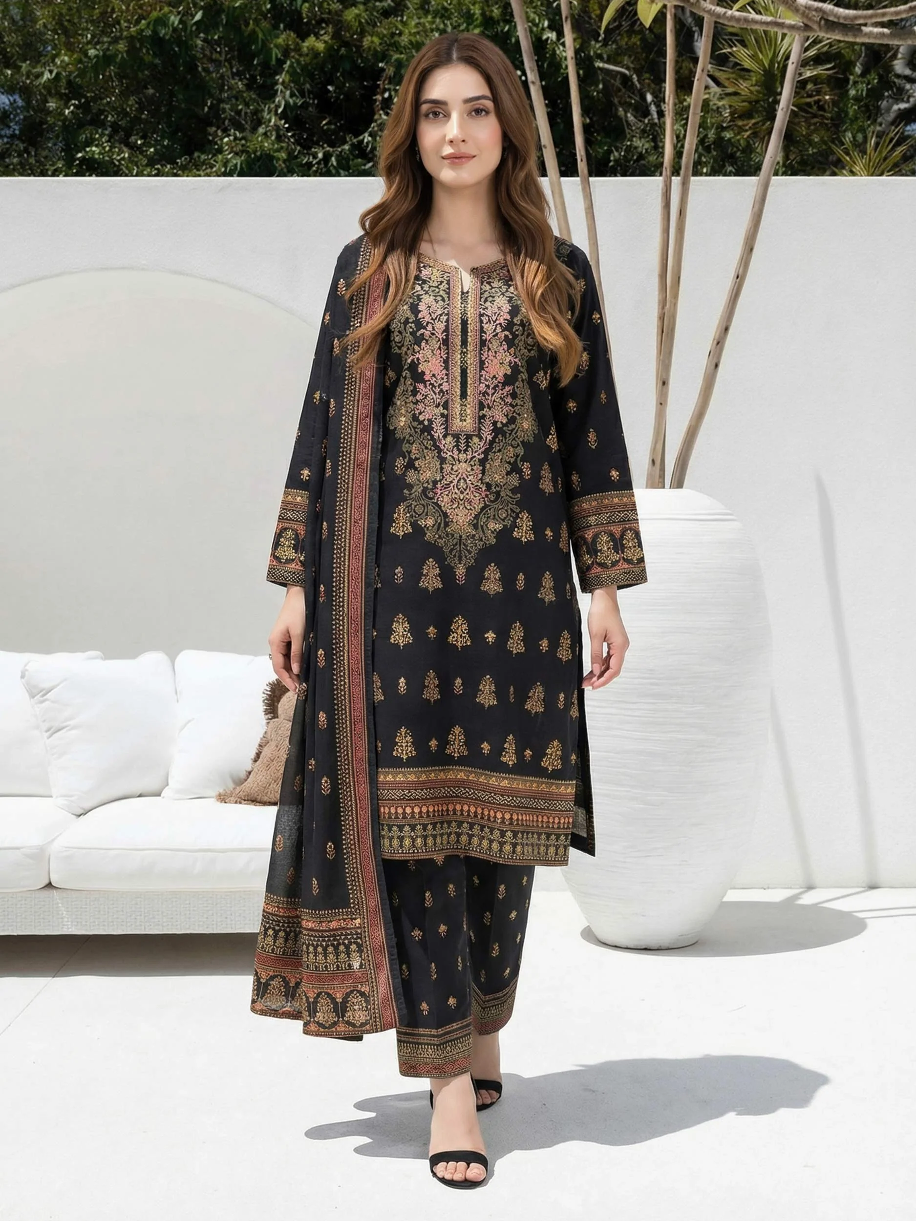 3 Piece Lawn Suit- Embroidered (Unstitched) - Image 2