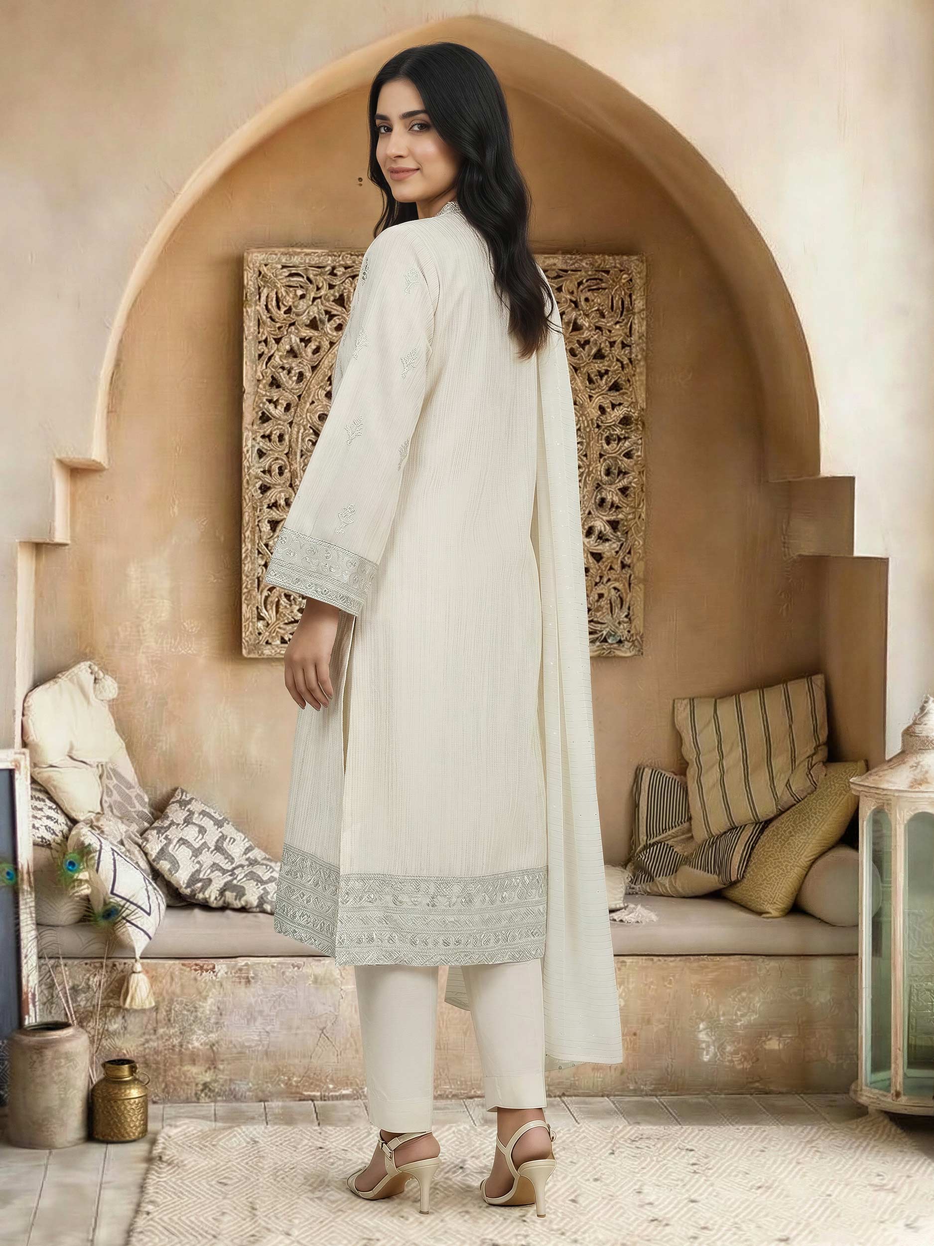 3 Piece Lawn Massuri Suit- Embroidered (Unstitched) - Image 2
