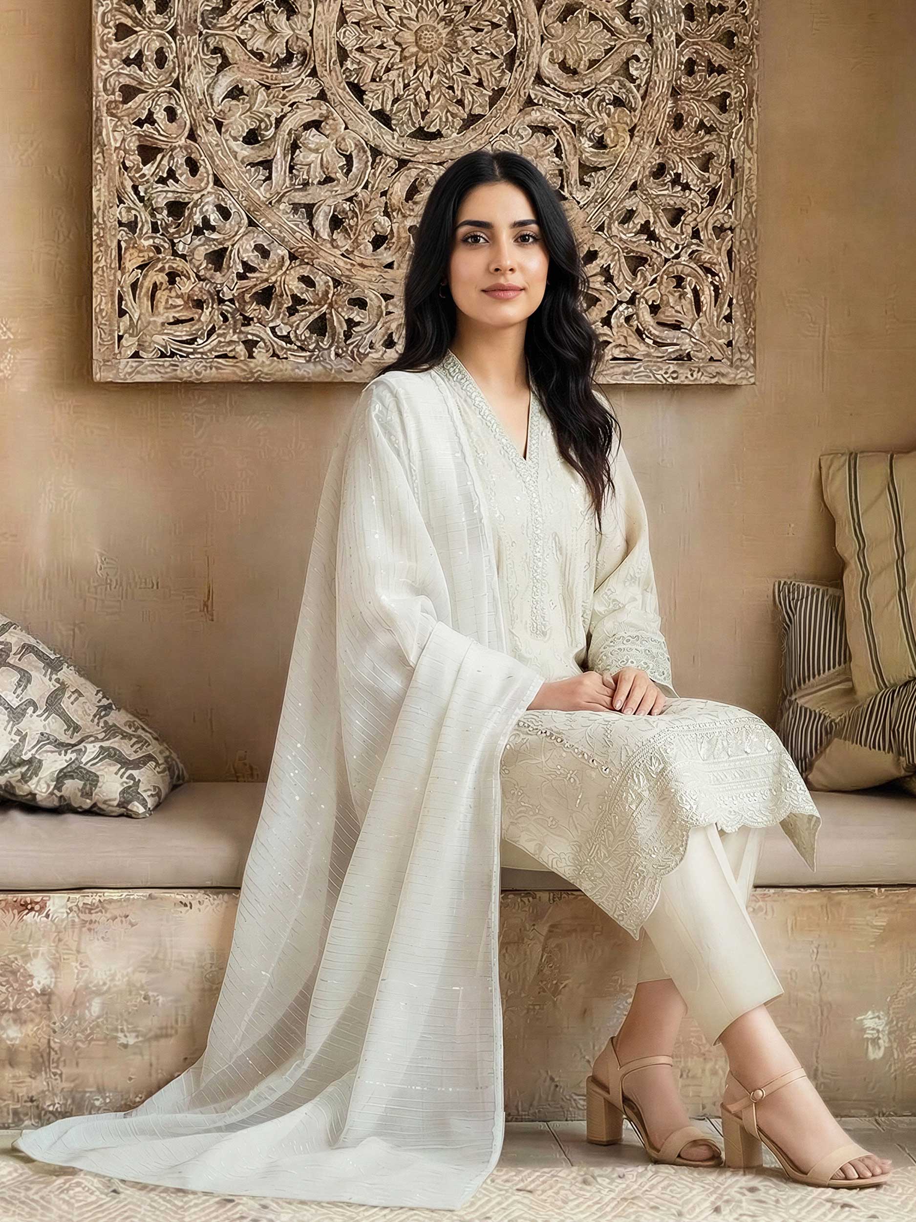 3 Piece Lawn Massuri Suit- Embroidered (Unstitched) - Image 3