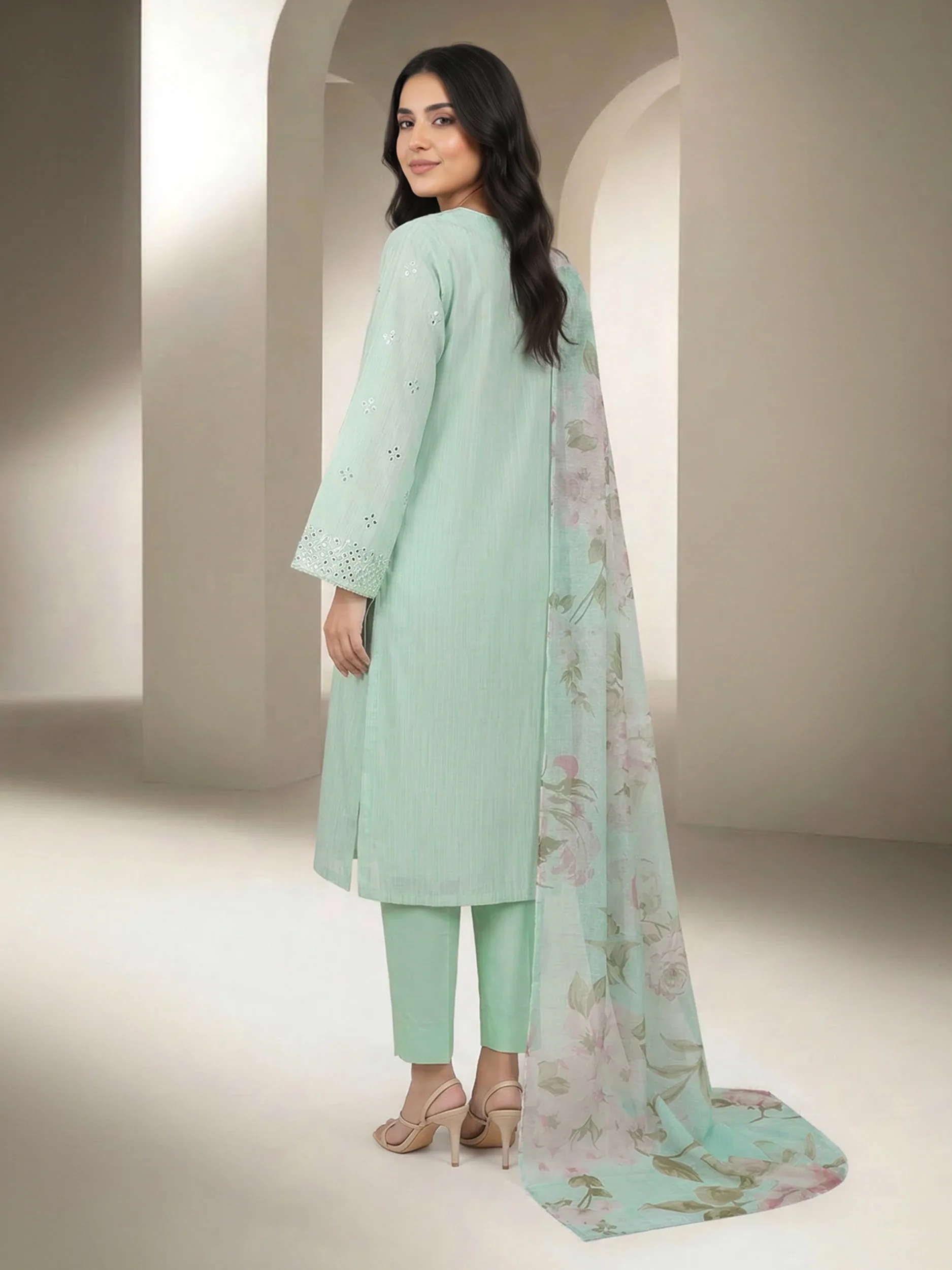 3 Piece Lawn Massouri Suit- Embroidered (Unstitched) - Image 3