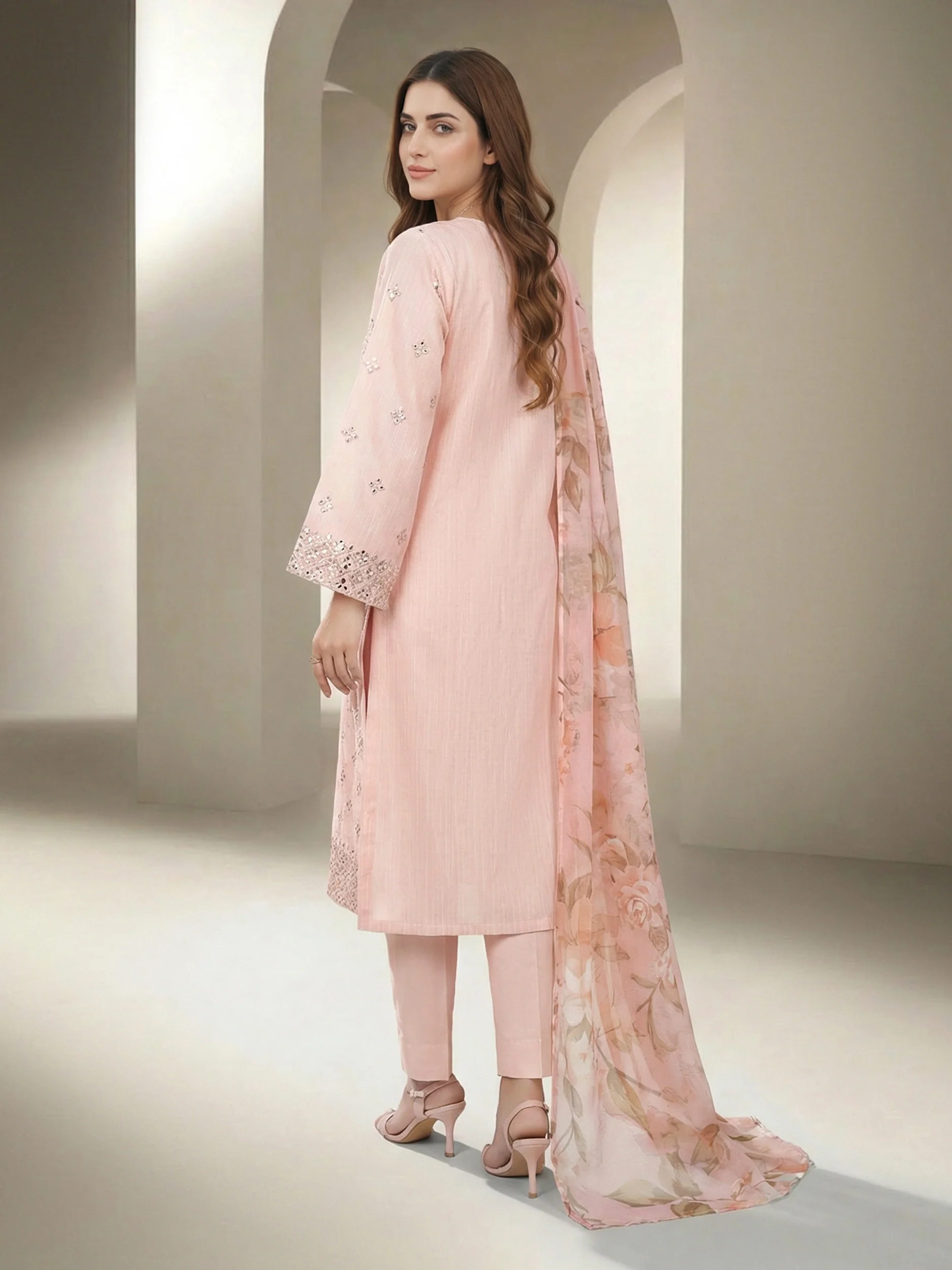 3 Piece Lawn Massouri Suit- Embroidered (Unstitched) - Image 3