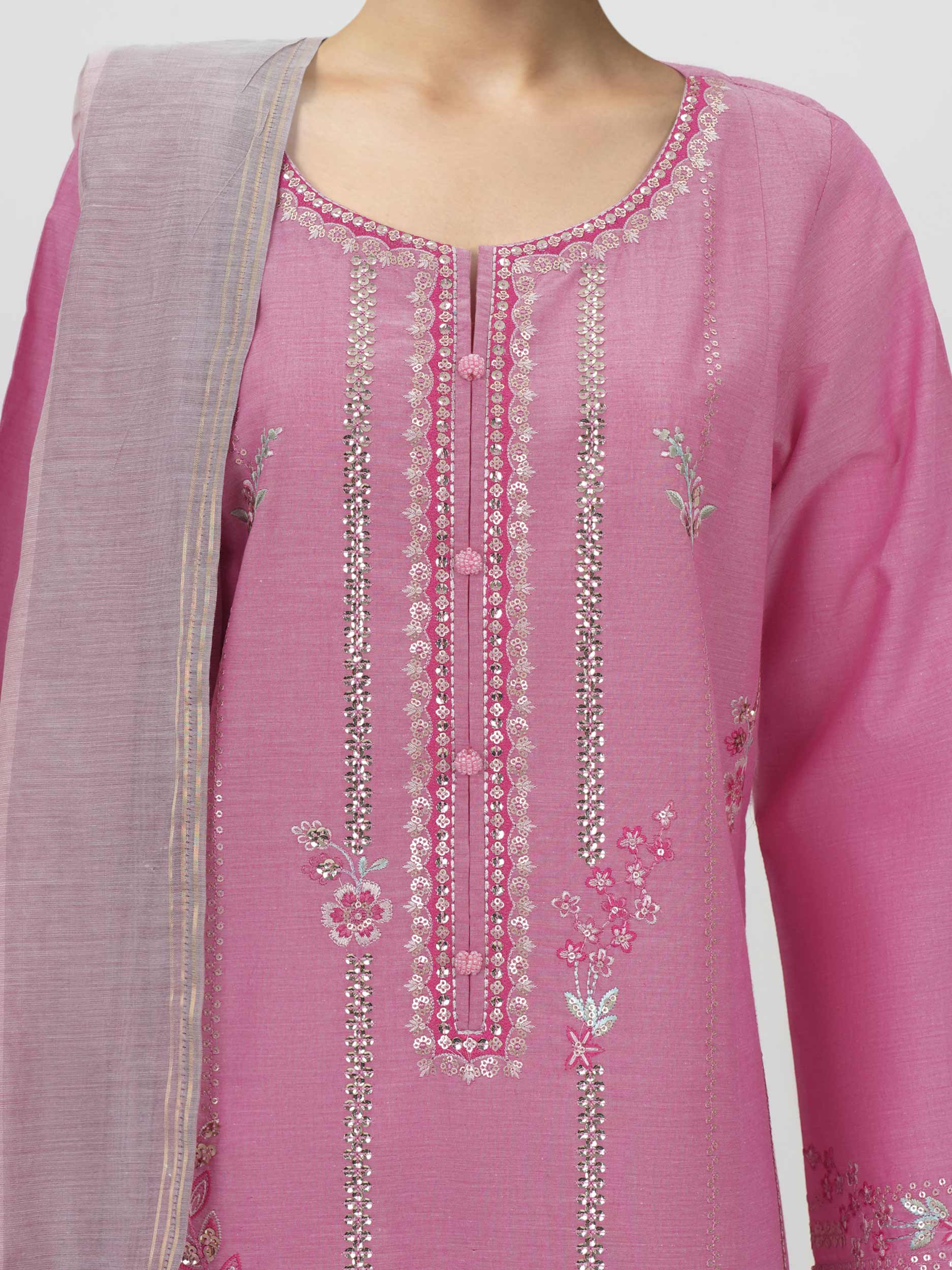 3 Piece Yarn Dyed Suit- Embroidered (Unstitched) - Image 4