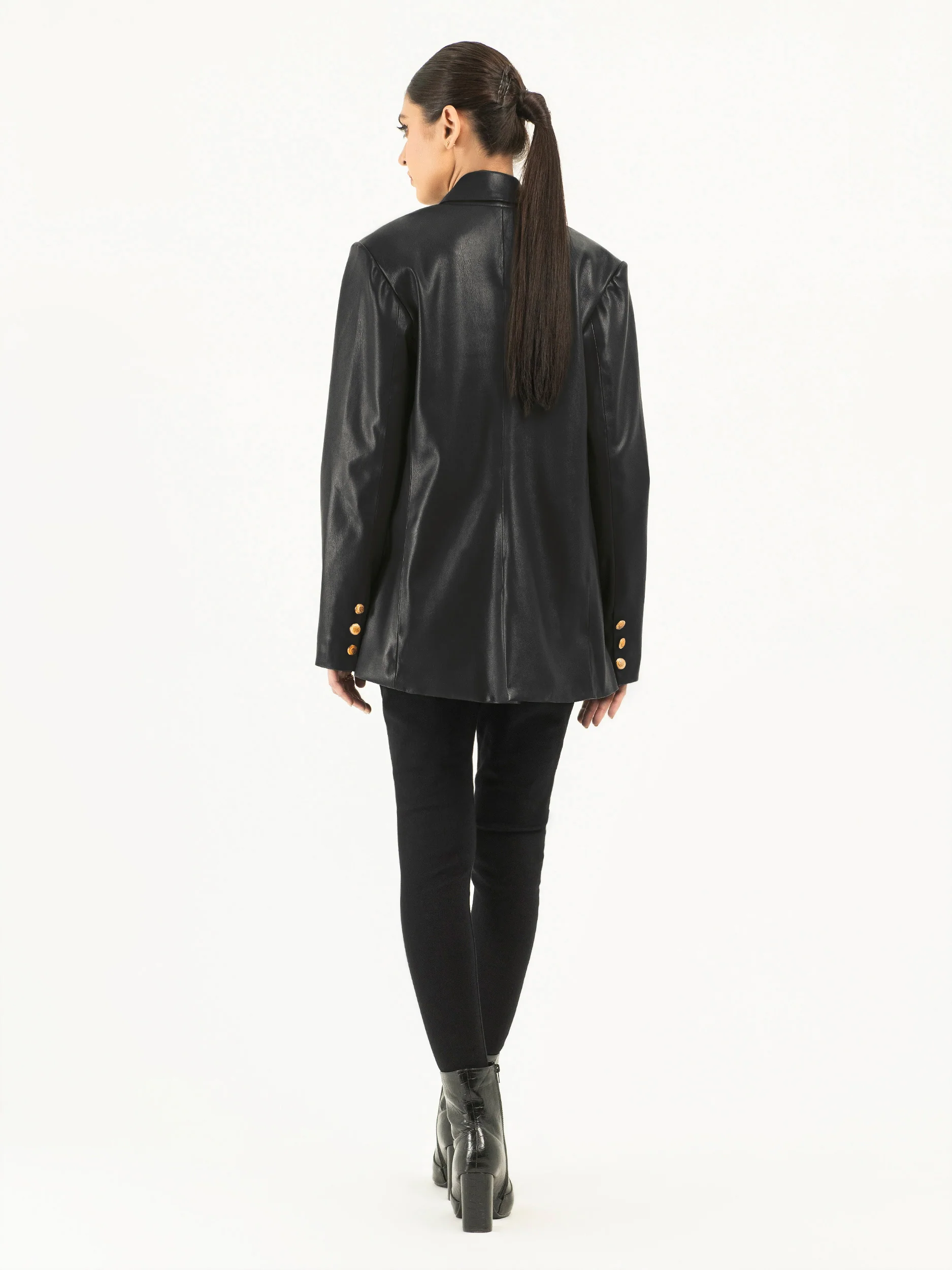 Double Breasted Leather Jacket - Image 5