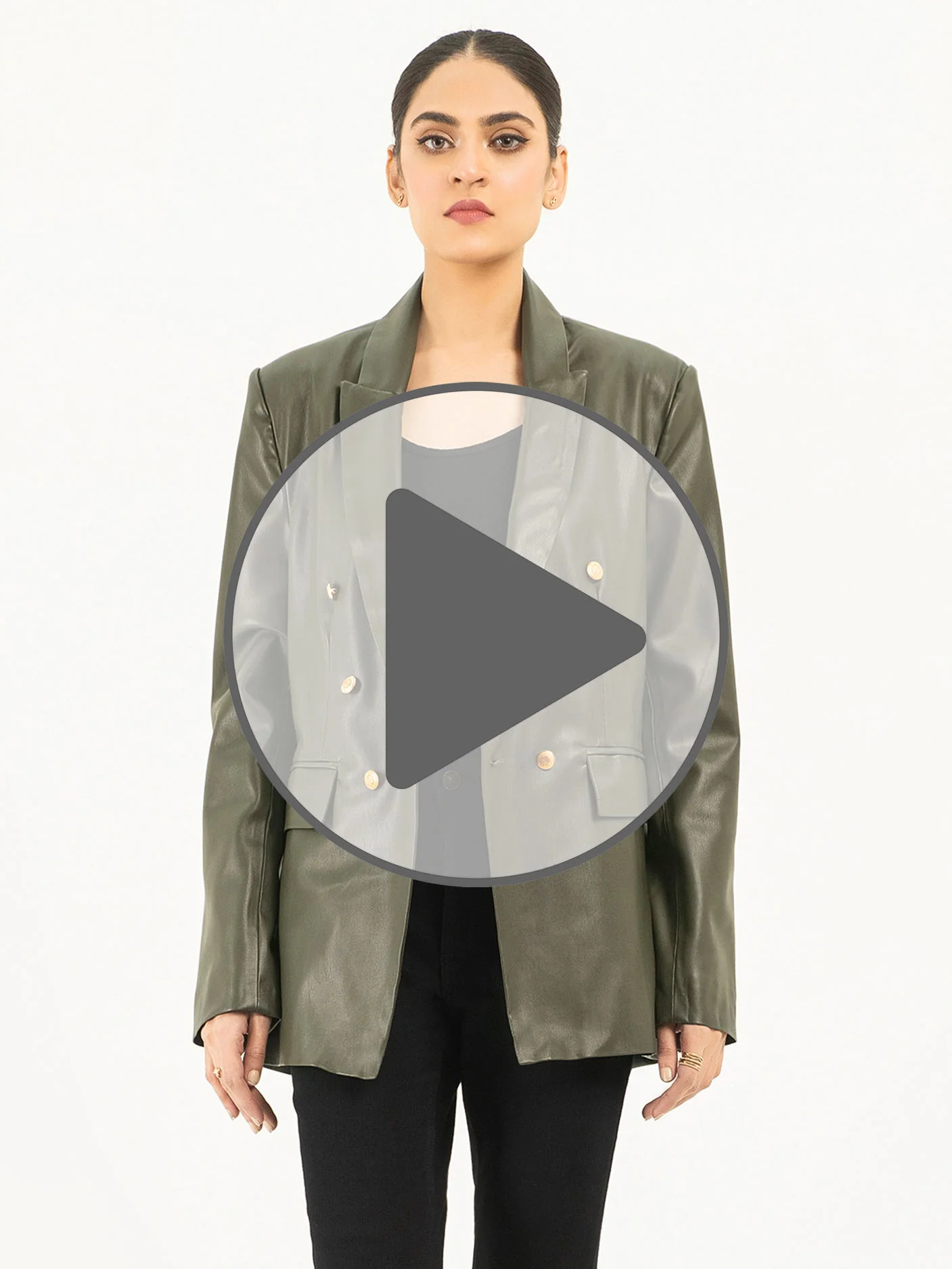 Double Breasted Leather Jacket - Image 7