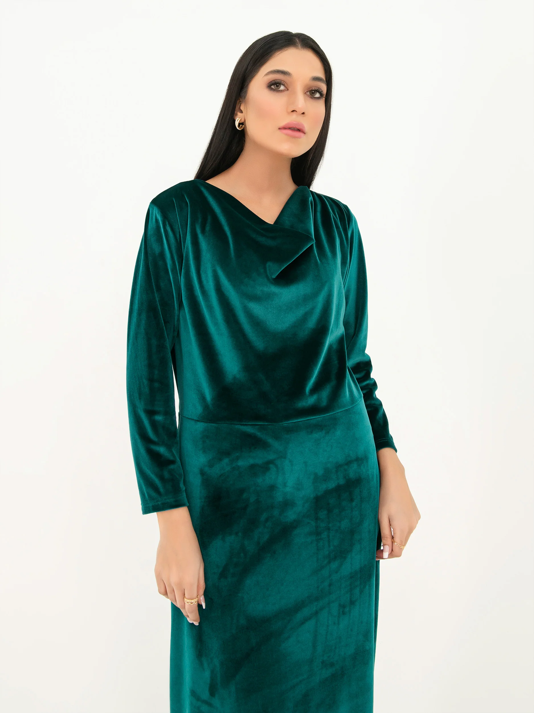 Solid Velvet Dress - Image 2
